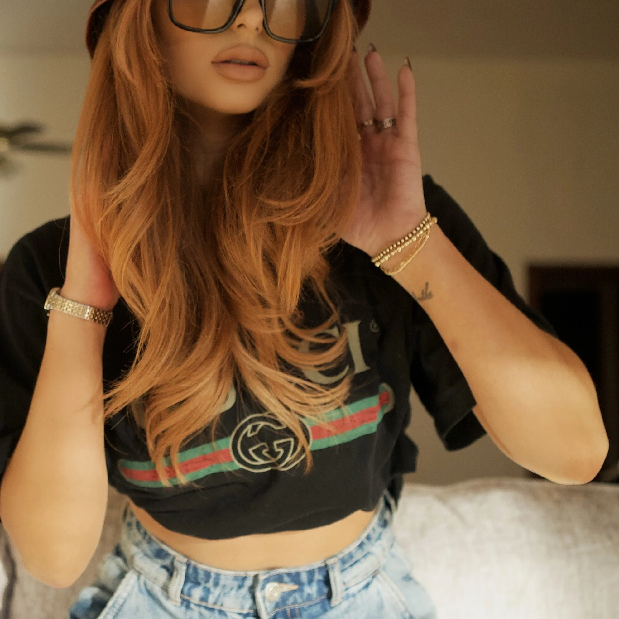     Warm copper hair extensions with dimensional tones and soft wave styling for added fullness and movement.