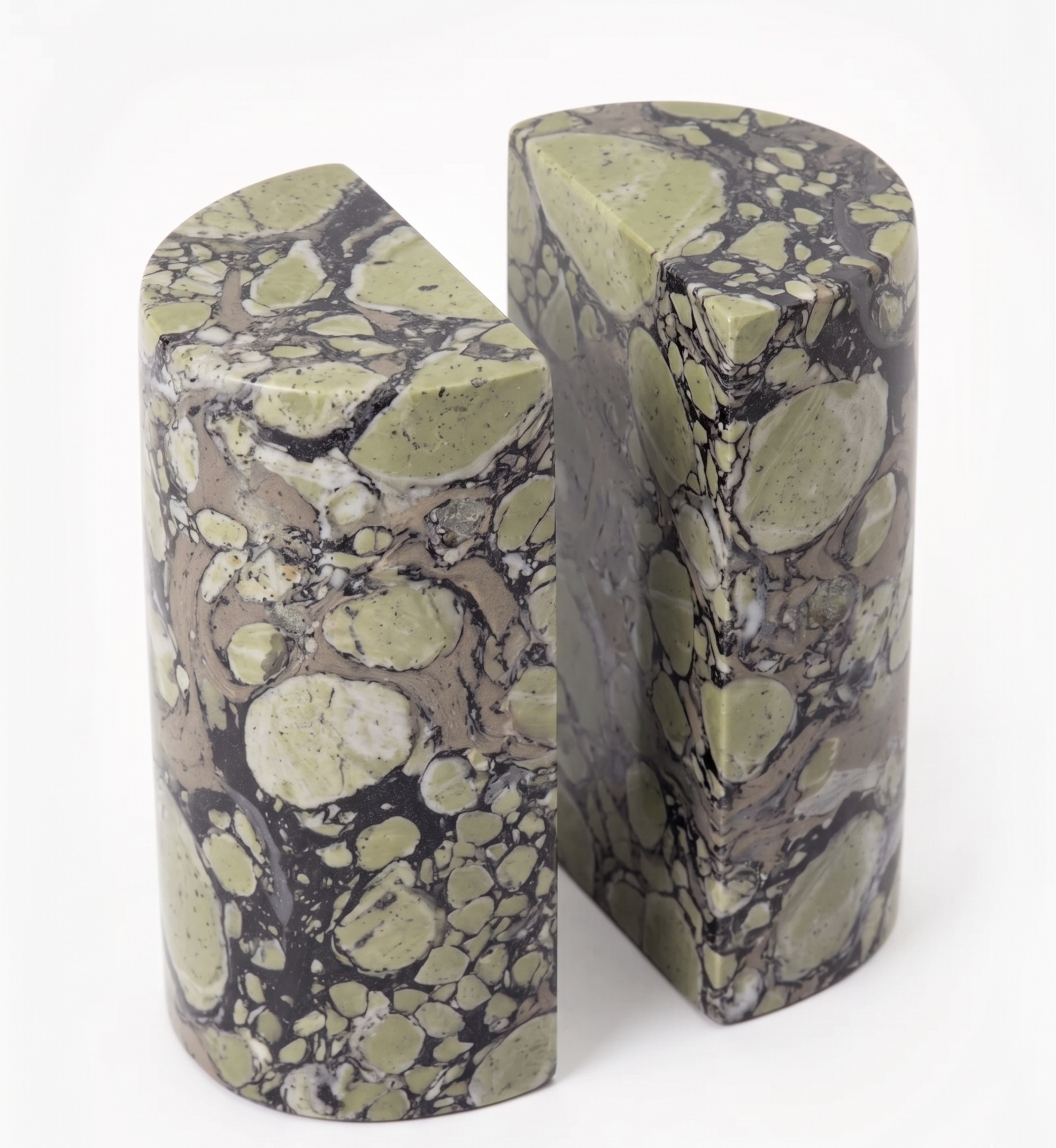 Exquisite Marbelised Paper Bookends seen at an angle, showing the pebbled marbled surface