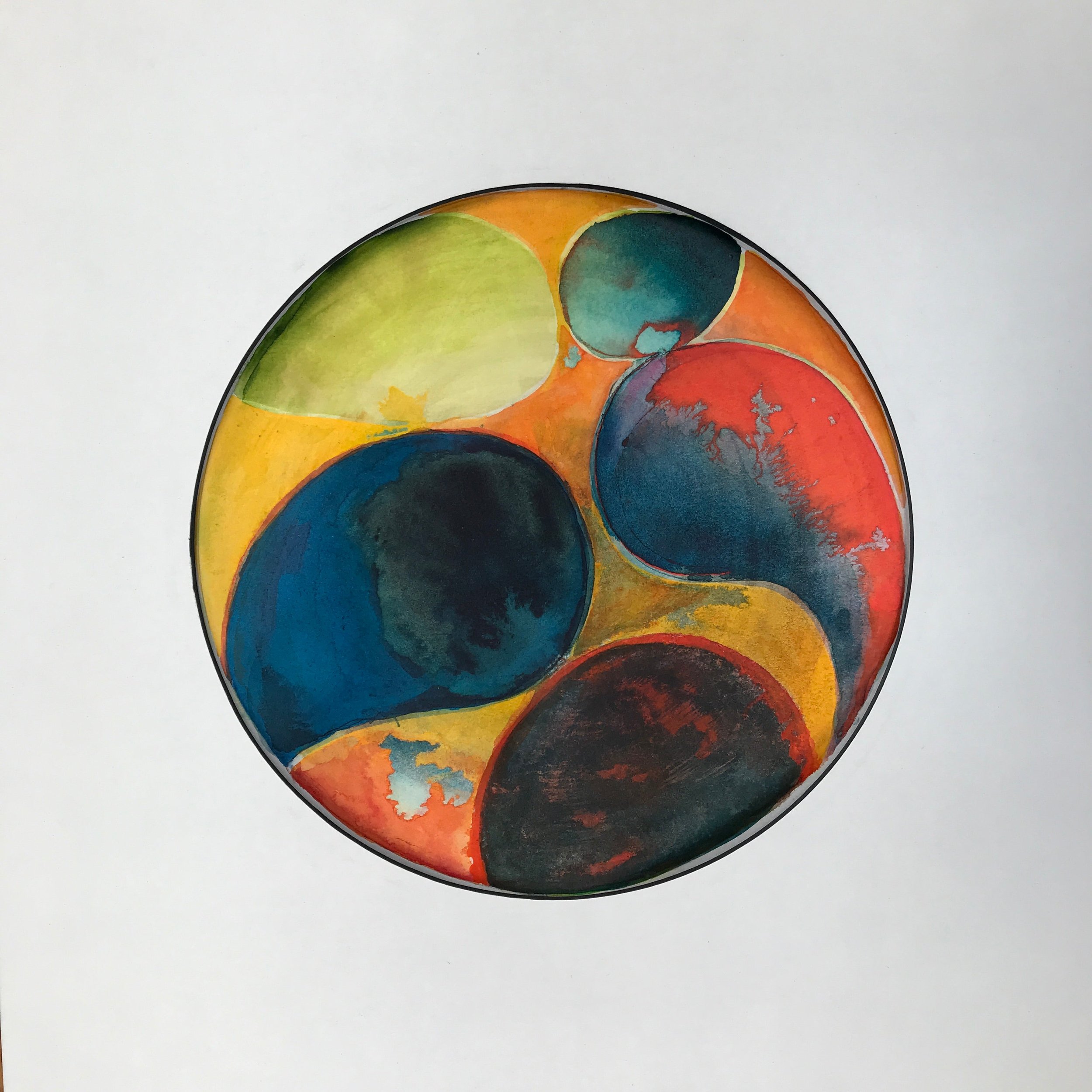 Parrot Feather Painted World shown unframed against a pale cream ground