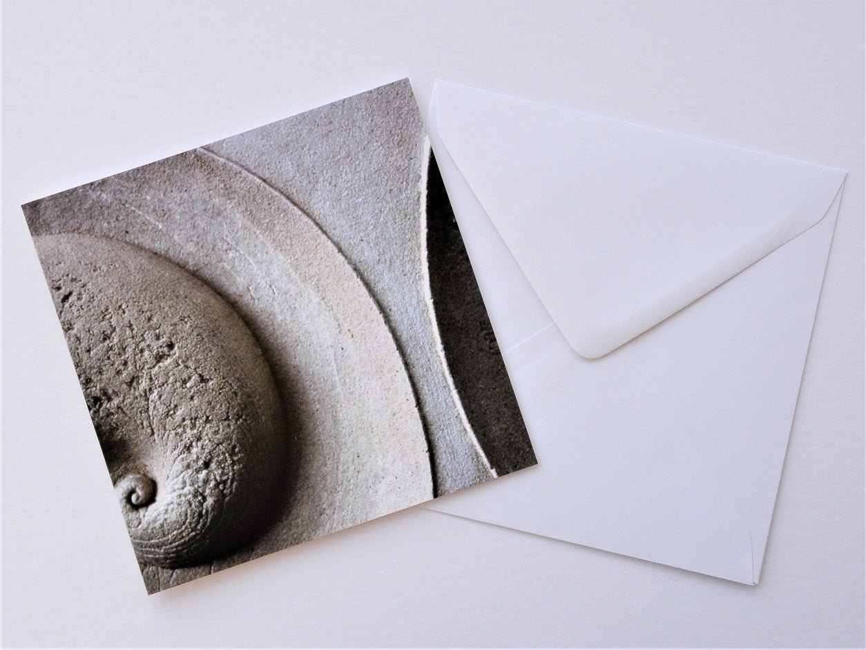 Soundwave greetings card shown at an angle with its white envelope