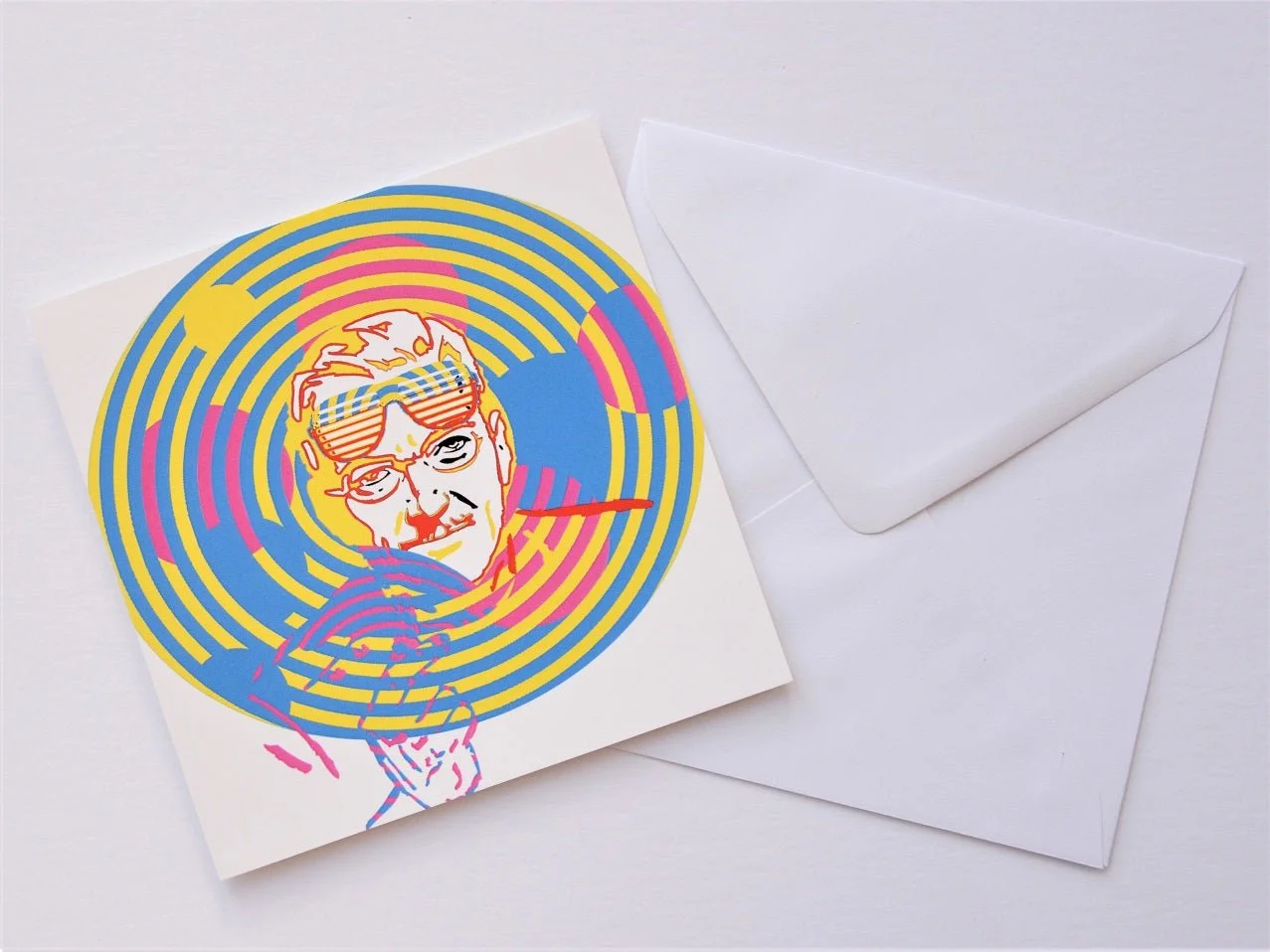 Circles greetings card shown at an angle with its white envelope