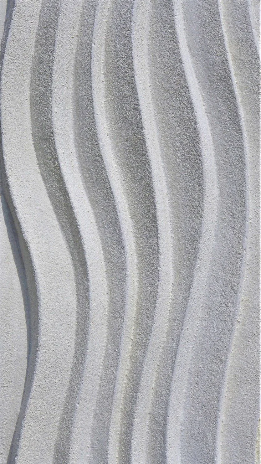 Close detail of the Deco Dune Ripple wall sculpture showing its undulating vertical ripples
