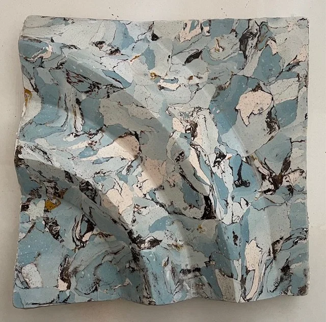 Acanthus Two Leaves - Pale Blue and White - complete relief panel