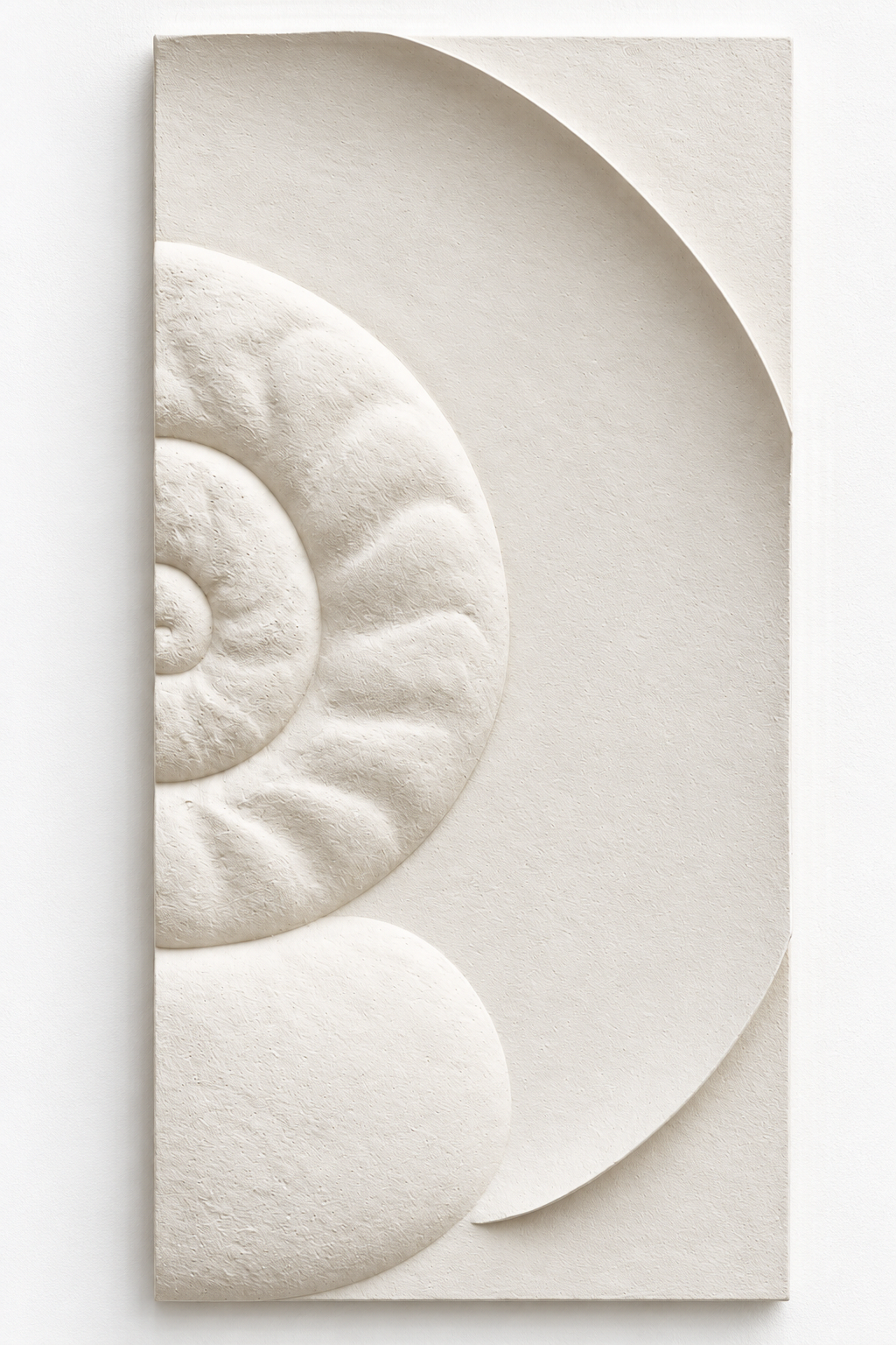 Ammonite Large 2, the white right panel with one half of the raised spiral shell.
