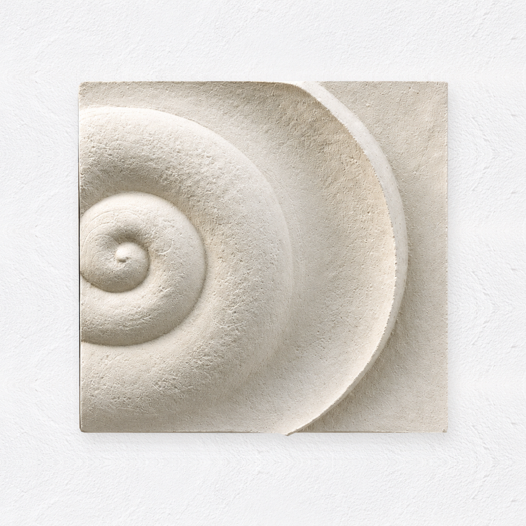 White Bone Spiral 2 wide panel containing the coiled centre and broad outer curve.