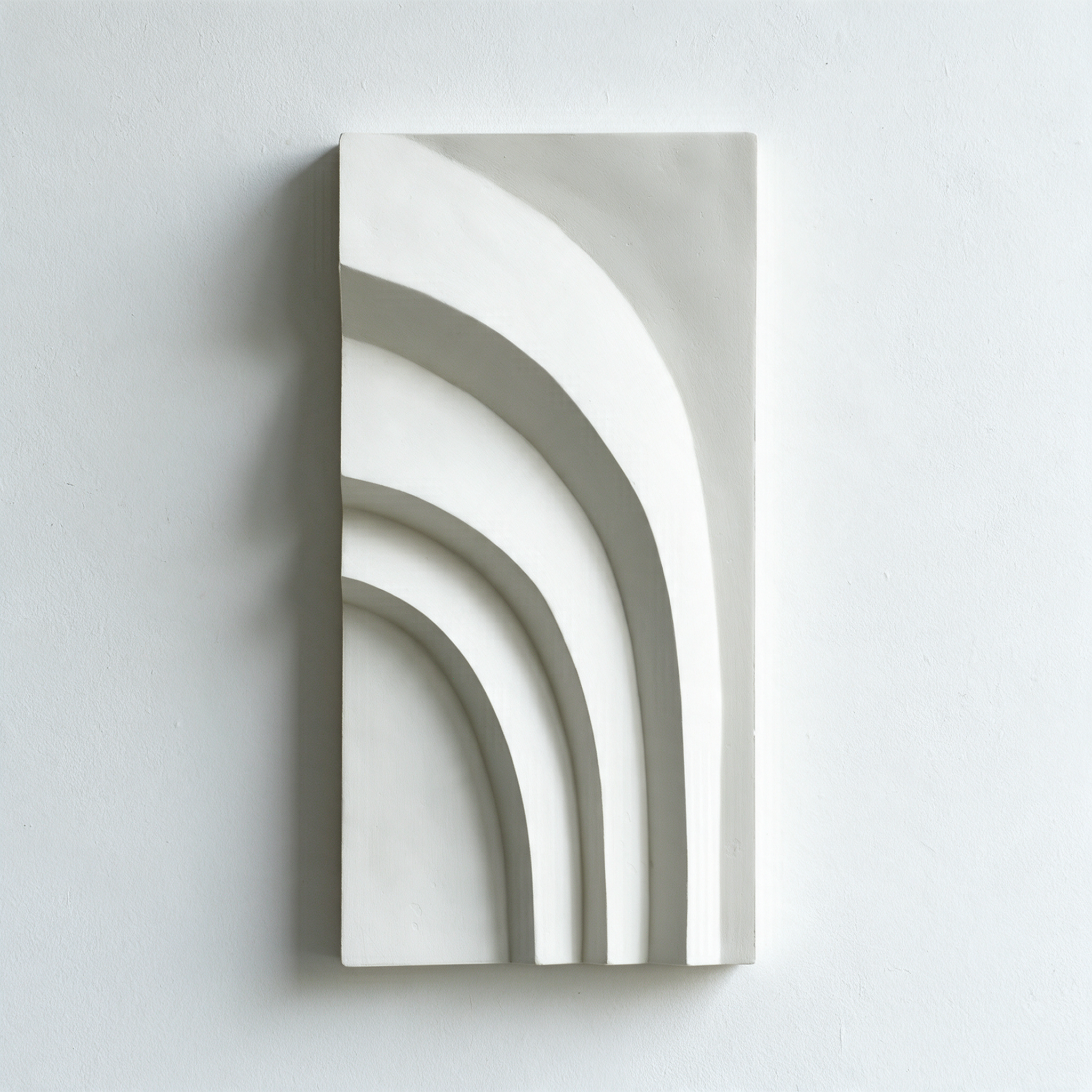 White Egyptian Palm 1 with four sweeping curved bands against a pale background.