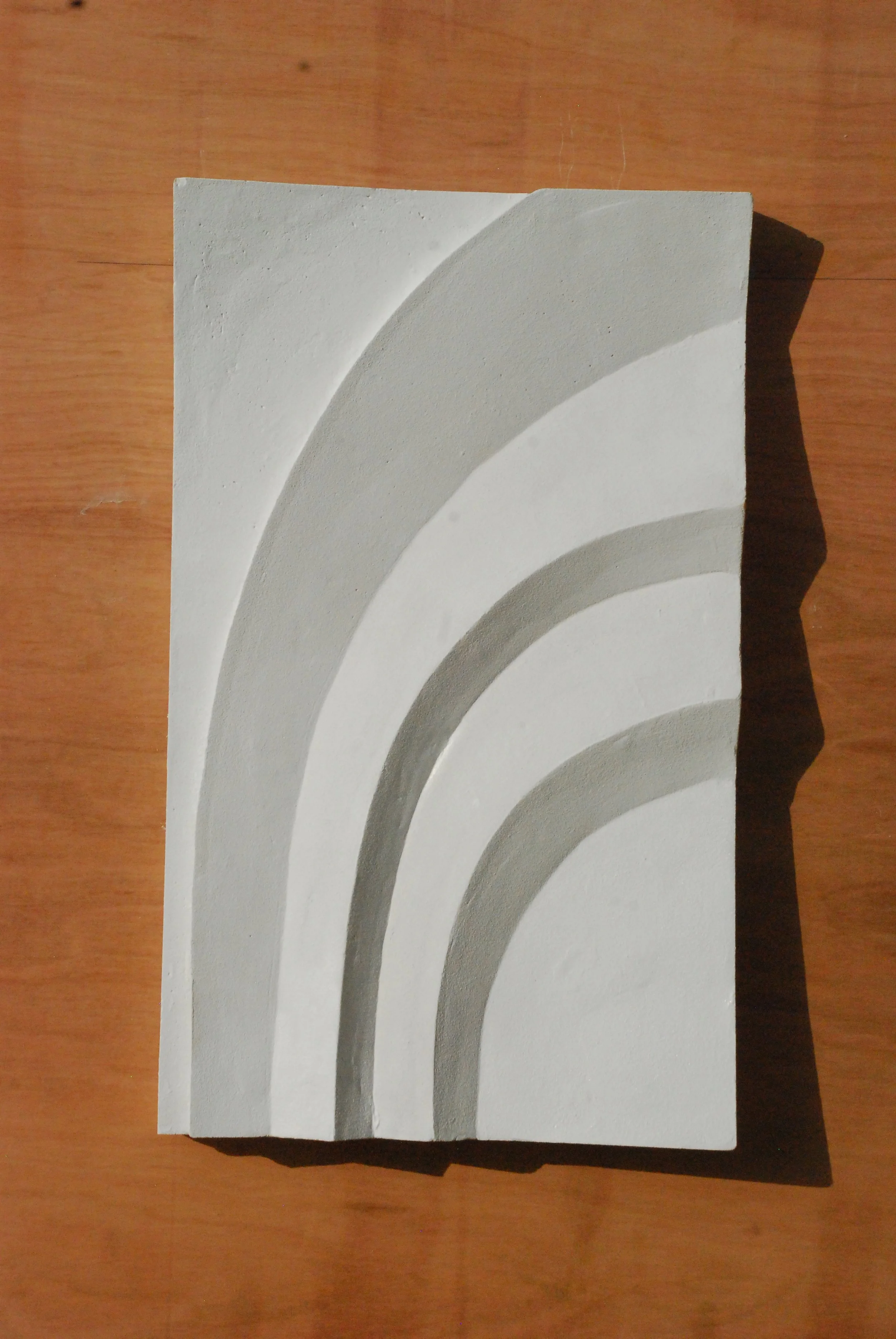White Egyptian Palm 3 Three Leaves displayed on timber.