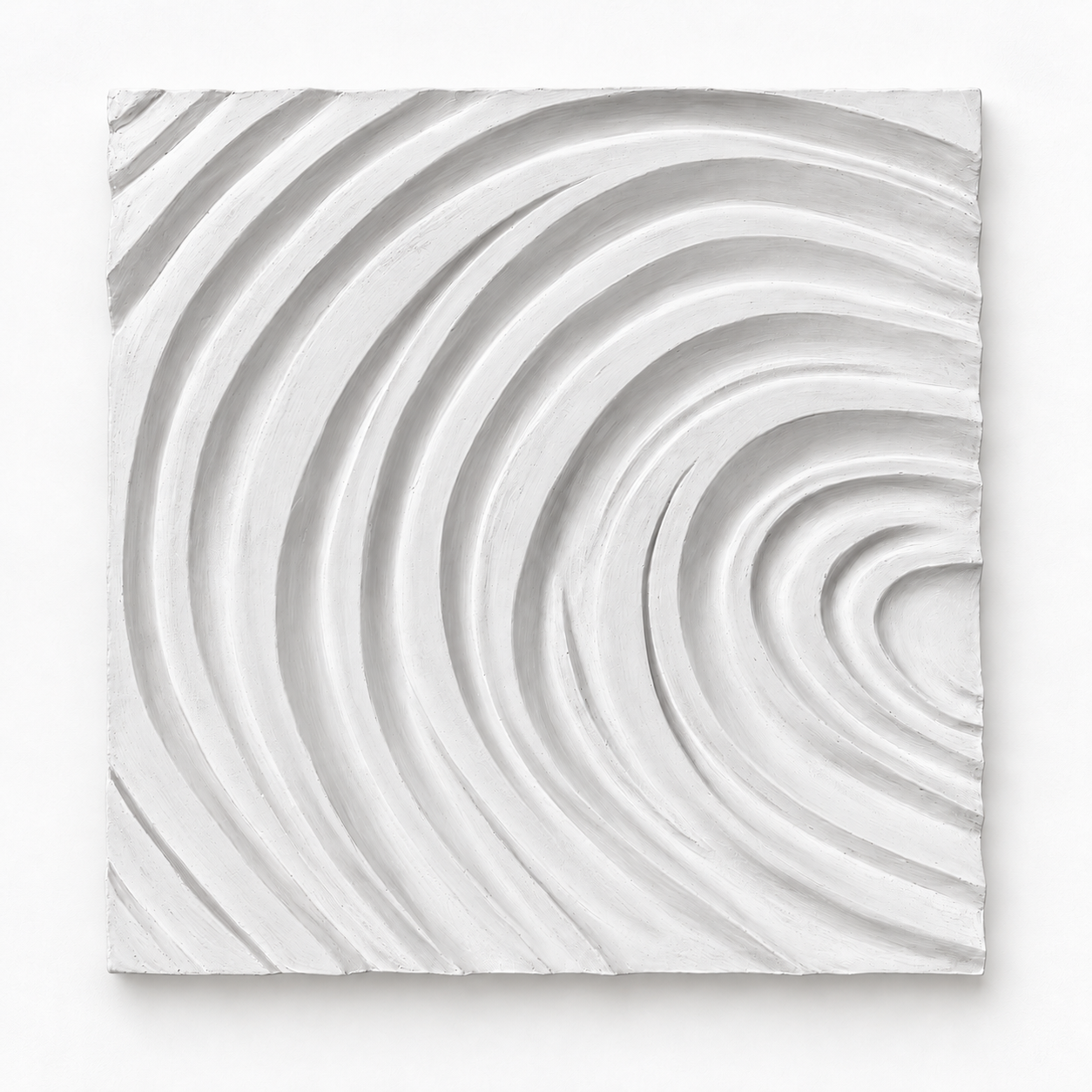 White Fingerprint Concentric 2 with concentric curved ridges against white.