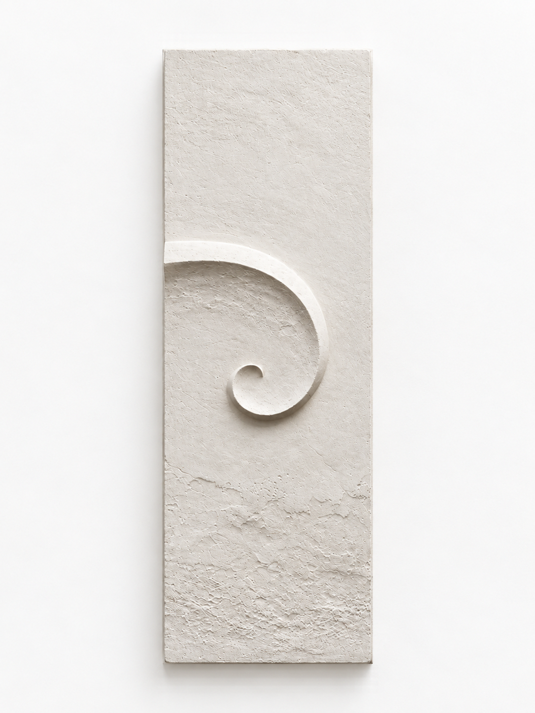 White Lava Moon 2 narrow relief with a small spiral and textured surface.
