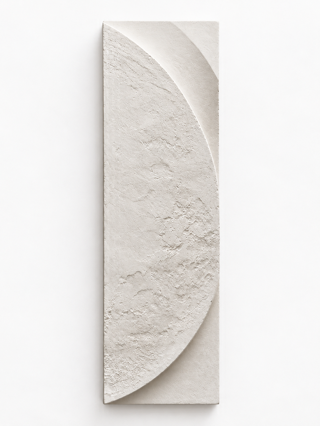 White Lava Moon 3 narrow relief with a sweeping crescent and textured surface.