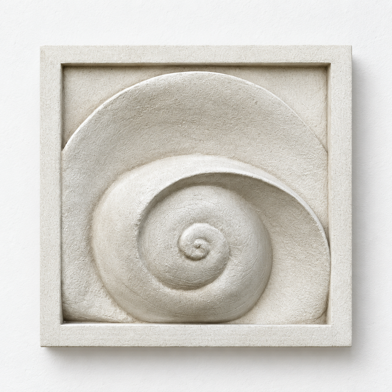 White Moonphase 2 panel with a square border around a low central spiral and curved band.