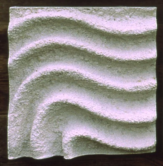 Raked Spiral 2 rectangular panel showing rough flowing wave ridges in a horizontal orientation.