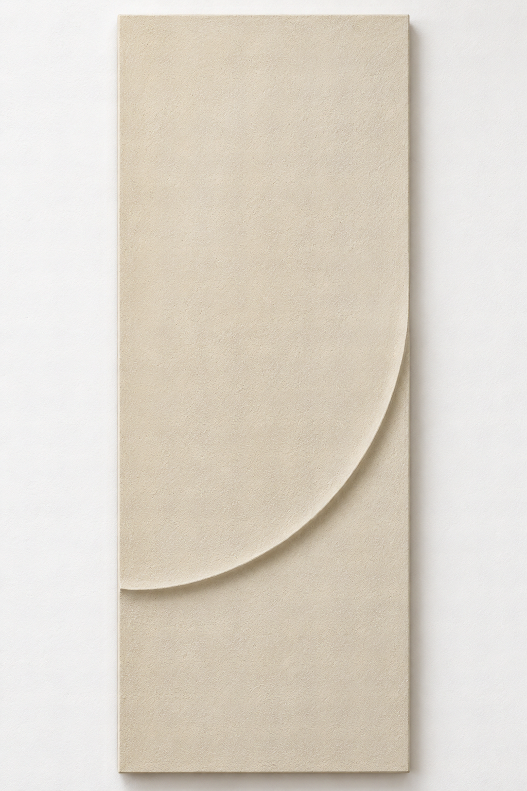White Riyadh 3 tall rectangular panel with a single broad curved edge against a pale background.