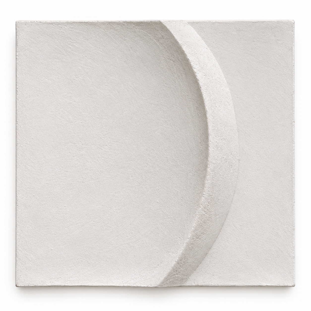 White Spiralmoon 2 square relief showing a single broad crescent curve against a pale background.