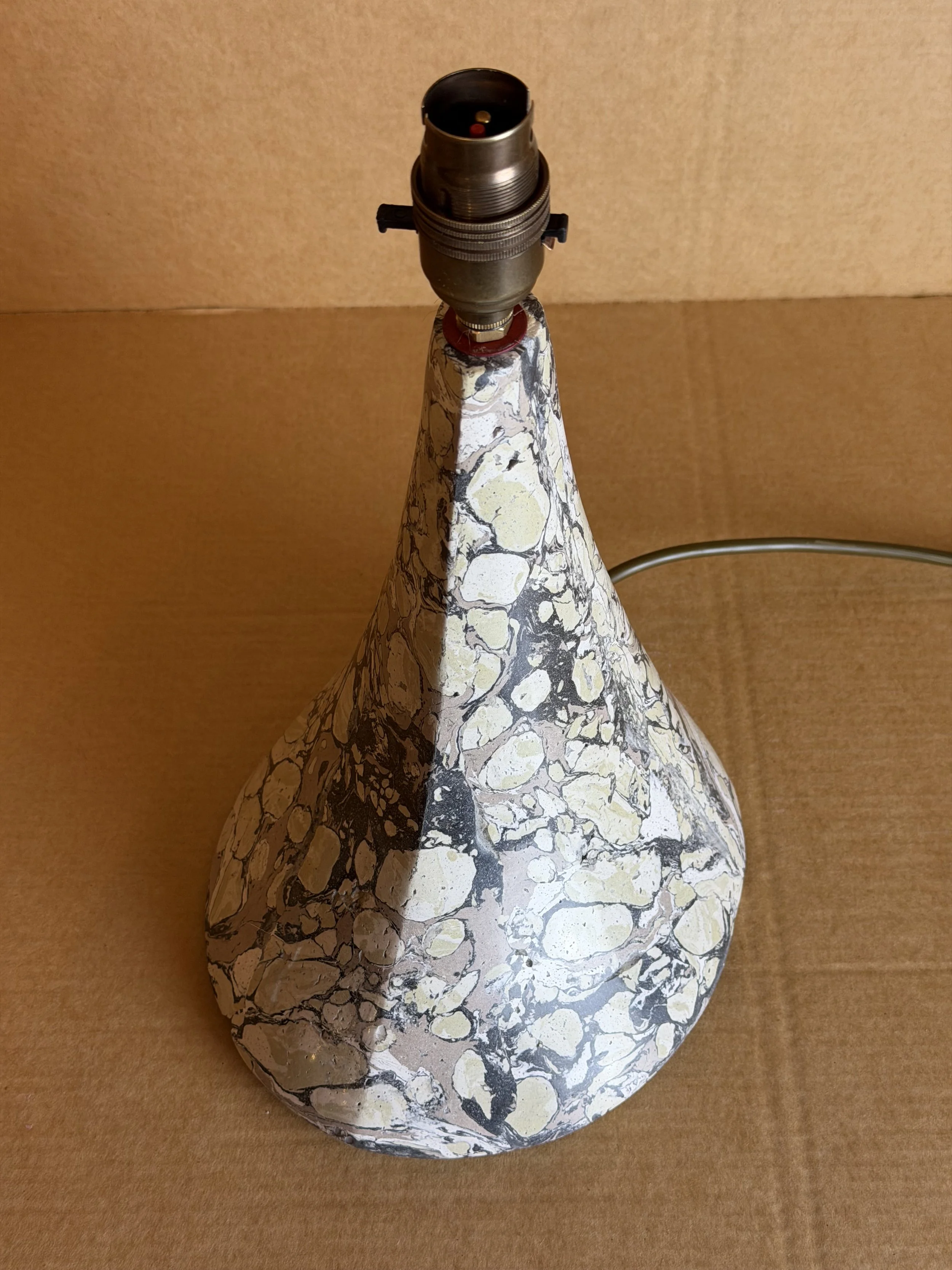 Green and Cream Lamp base with a dark brass fitting, shown against a plain background