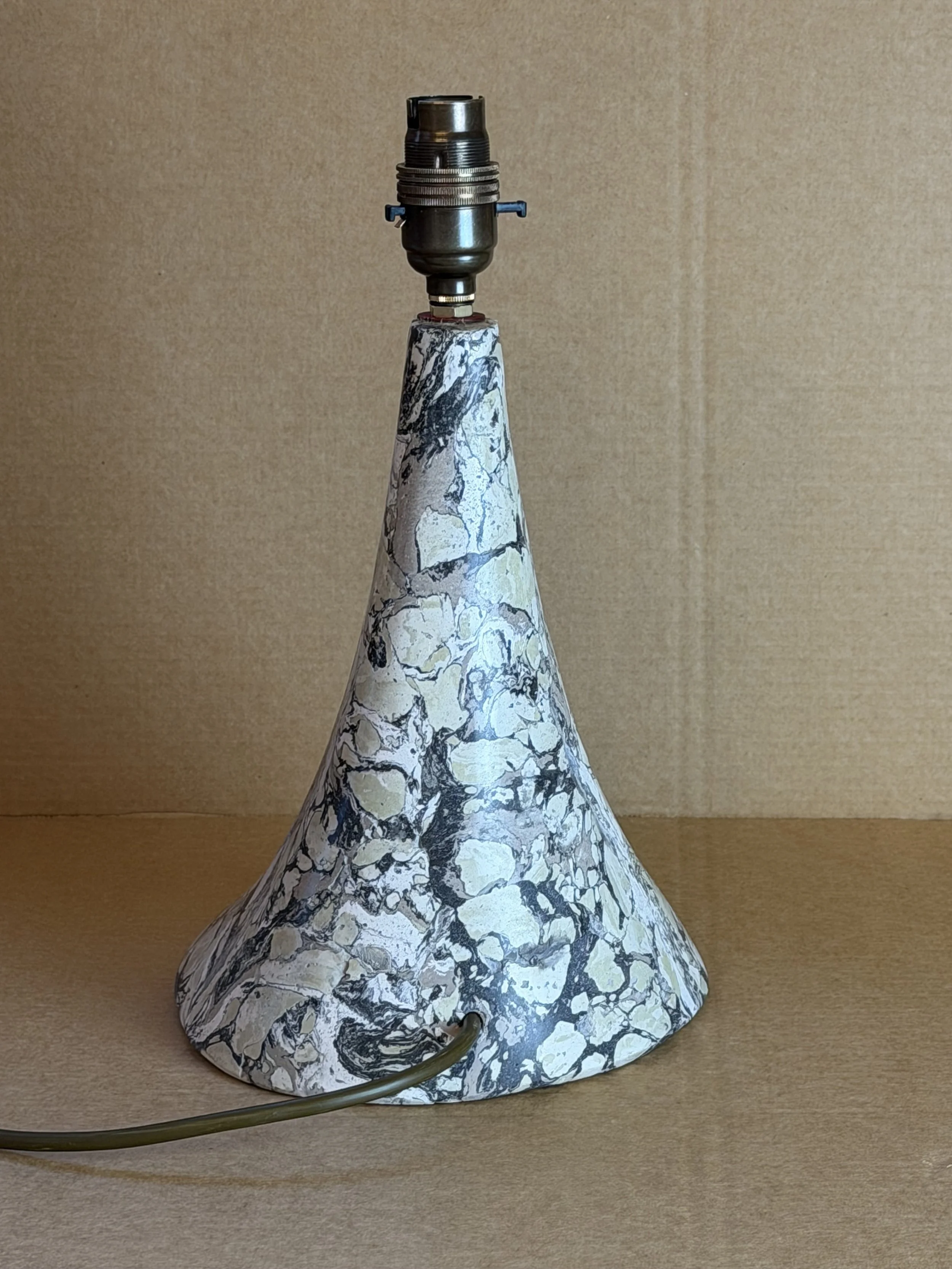 Green and Cream Lamp base viewed slightly from above, showing the marbled pebble pattern