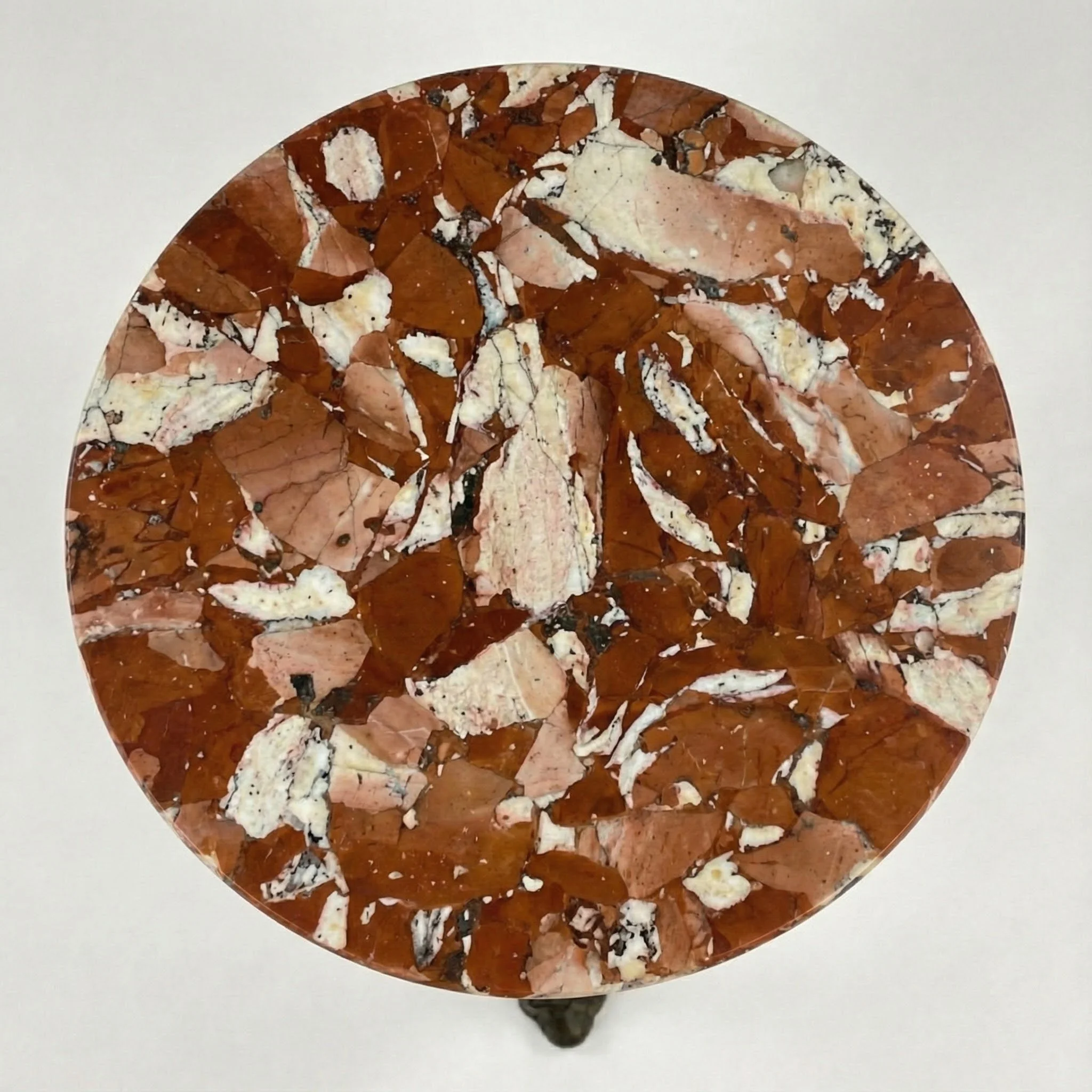 Terracotta Top Accent Table seen from above, showing the terracotta and cream marbled surface
