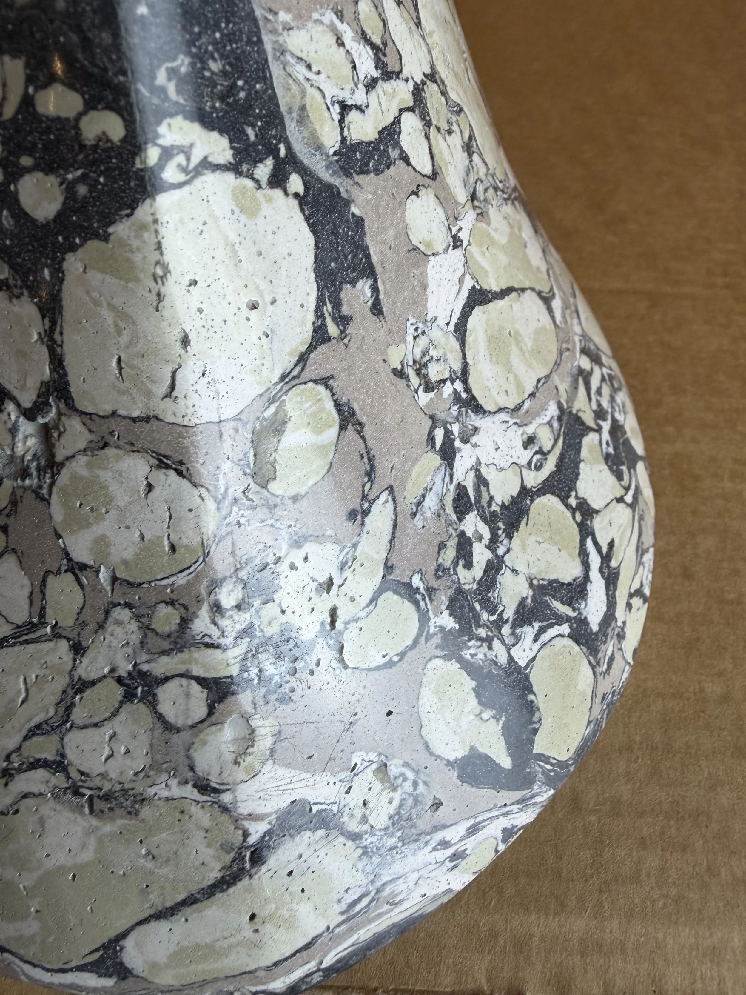 Close detail of the Green and Cream Lamp base showing the pale green and cream marbled pattern