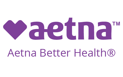 A logo with a purple heart icon, the word 'aetna' in purple lowercase letters, and the phrase 'Aetna Better Health®' below in purple.