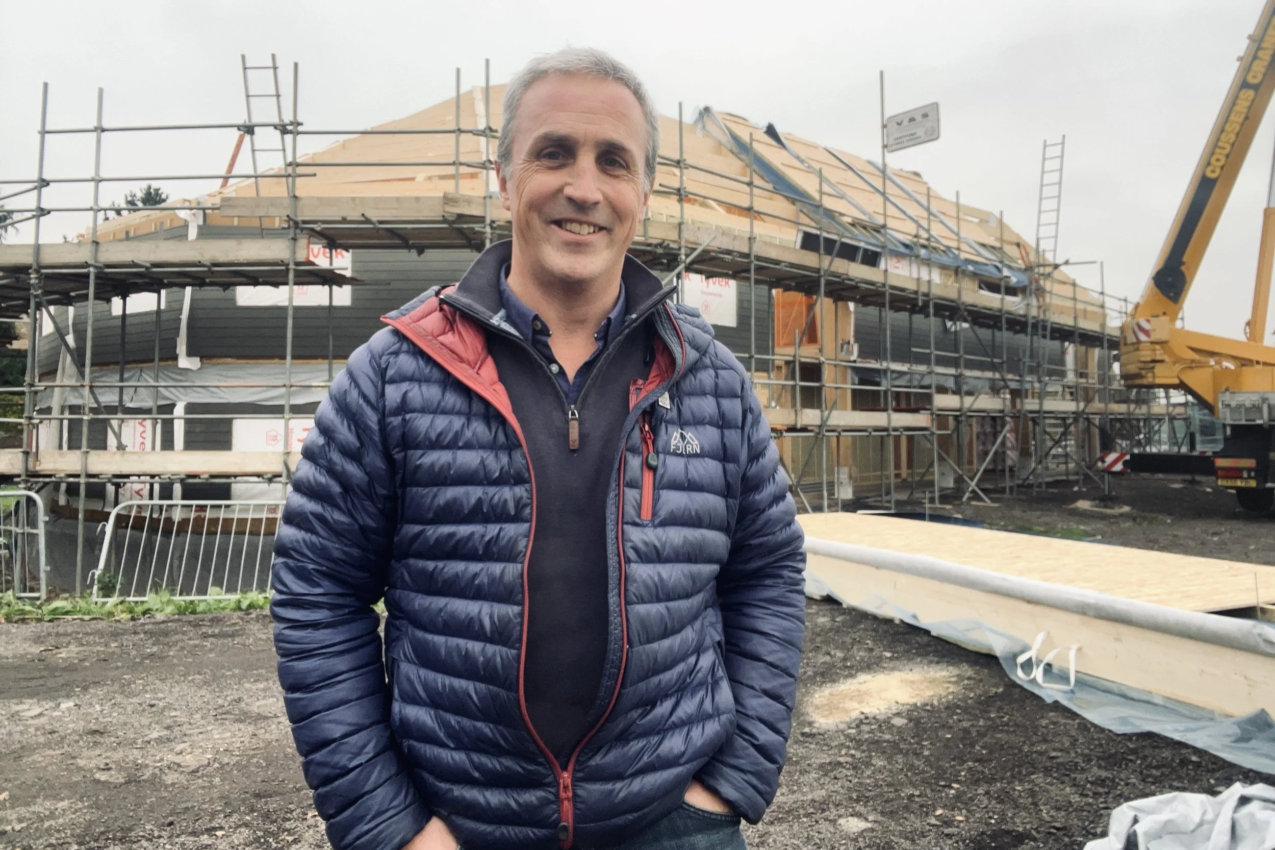 Benjamin in front of construction site