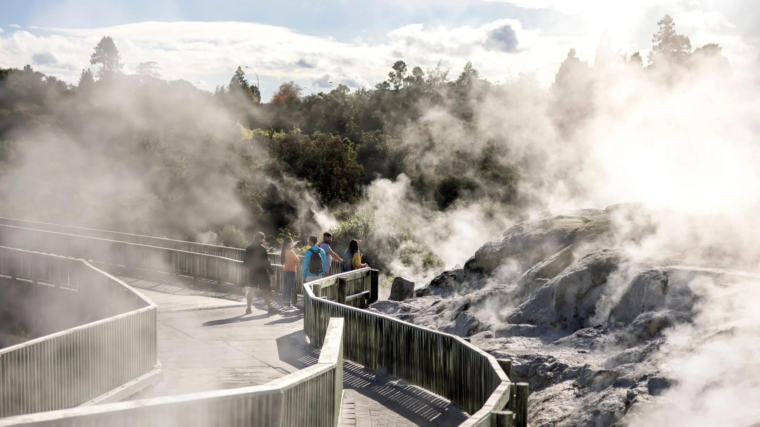  Explore the variety of geothermal activity. 