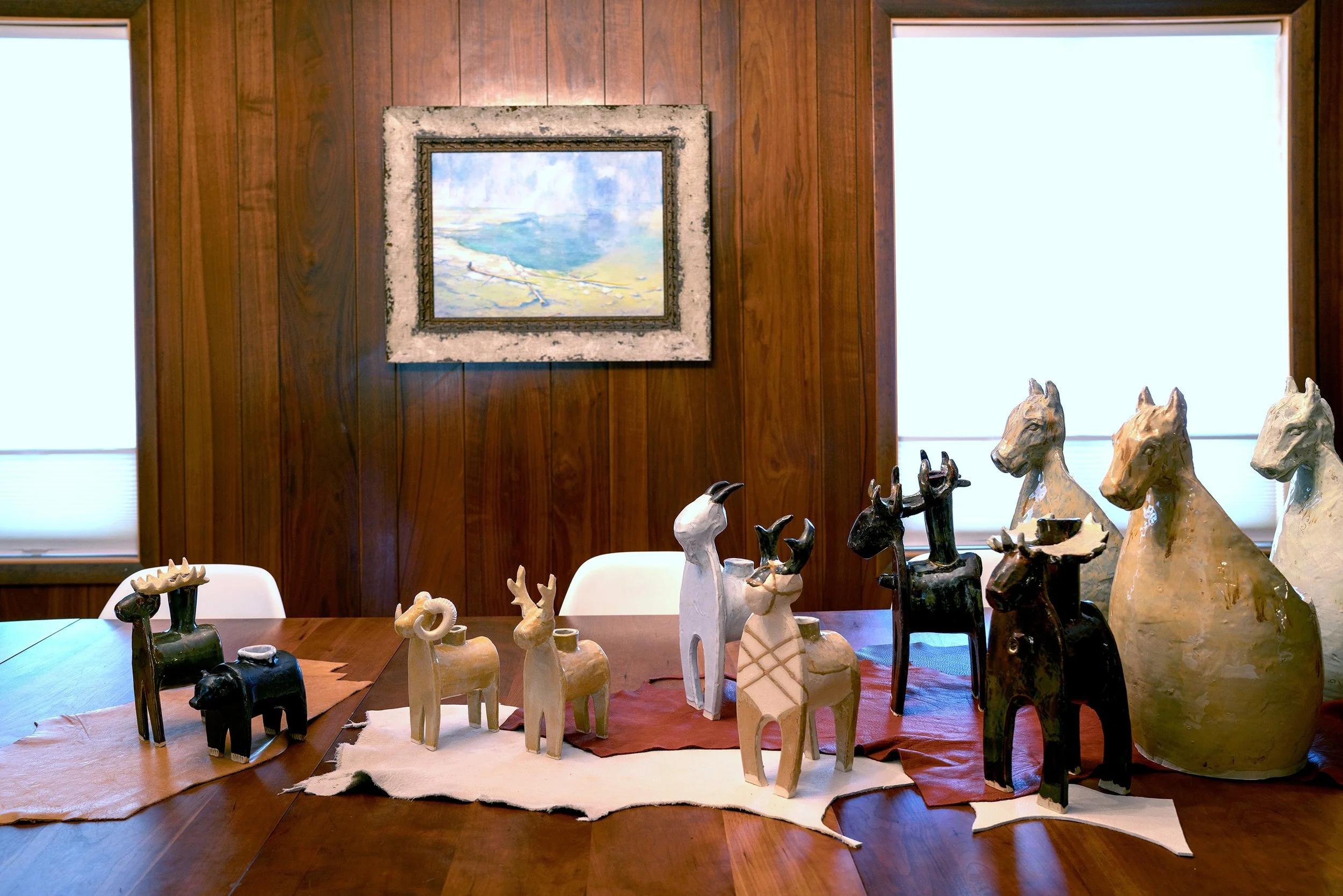 Installation view Jesse Fales ceramics and MC Poulsen Oil on canvas.jpeg