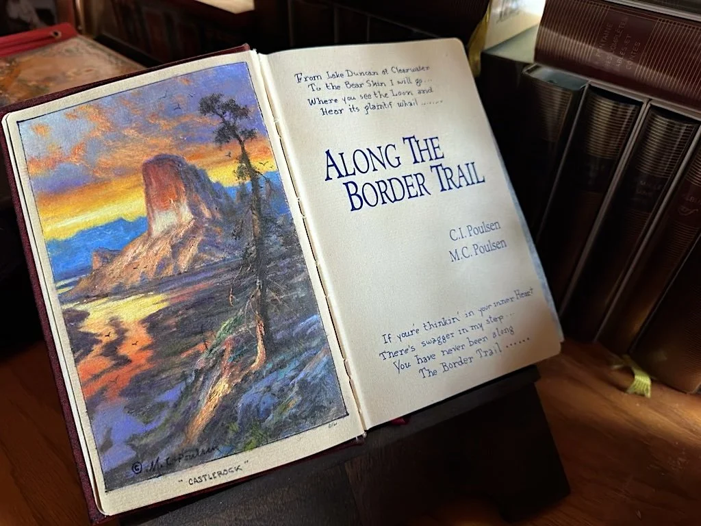 A book with a oil painting by MC Poulsen limited edition Along the border trail - a western adventure