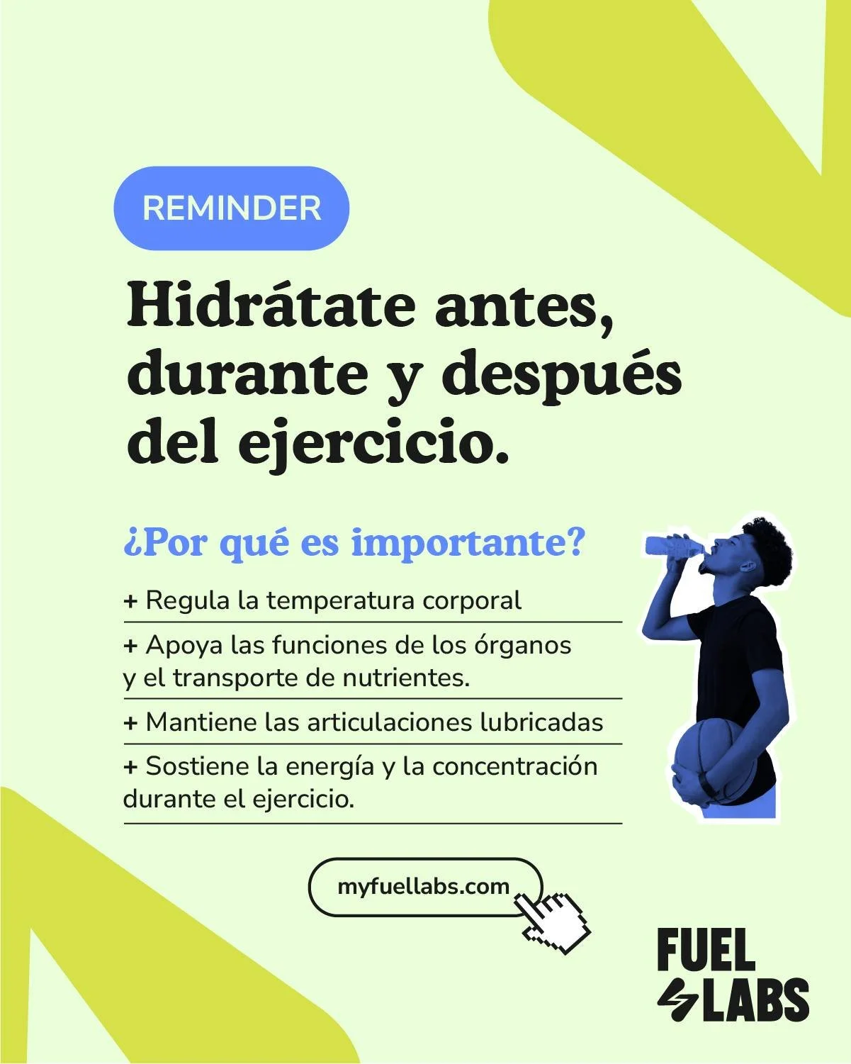💧 Tu cuerpo necesita agua para rendir bien. La deshidrataci&oacute;n afecta la fuerza, la resistencia y la concentraci&oacute;n, incluso antes de que lo notes. 

Cada atleta tiene necesidades &uacute;nicas, pero aqu&iacute; le compartimos algunas re