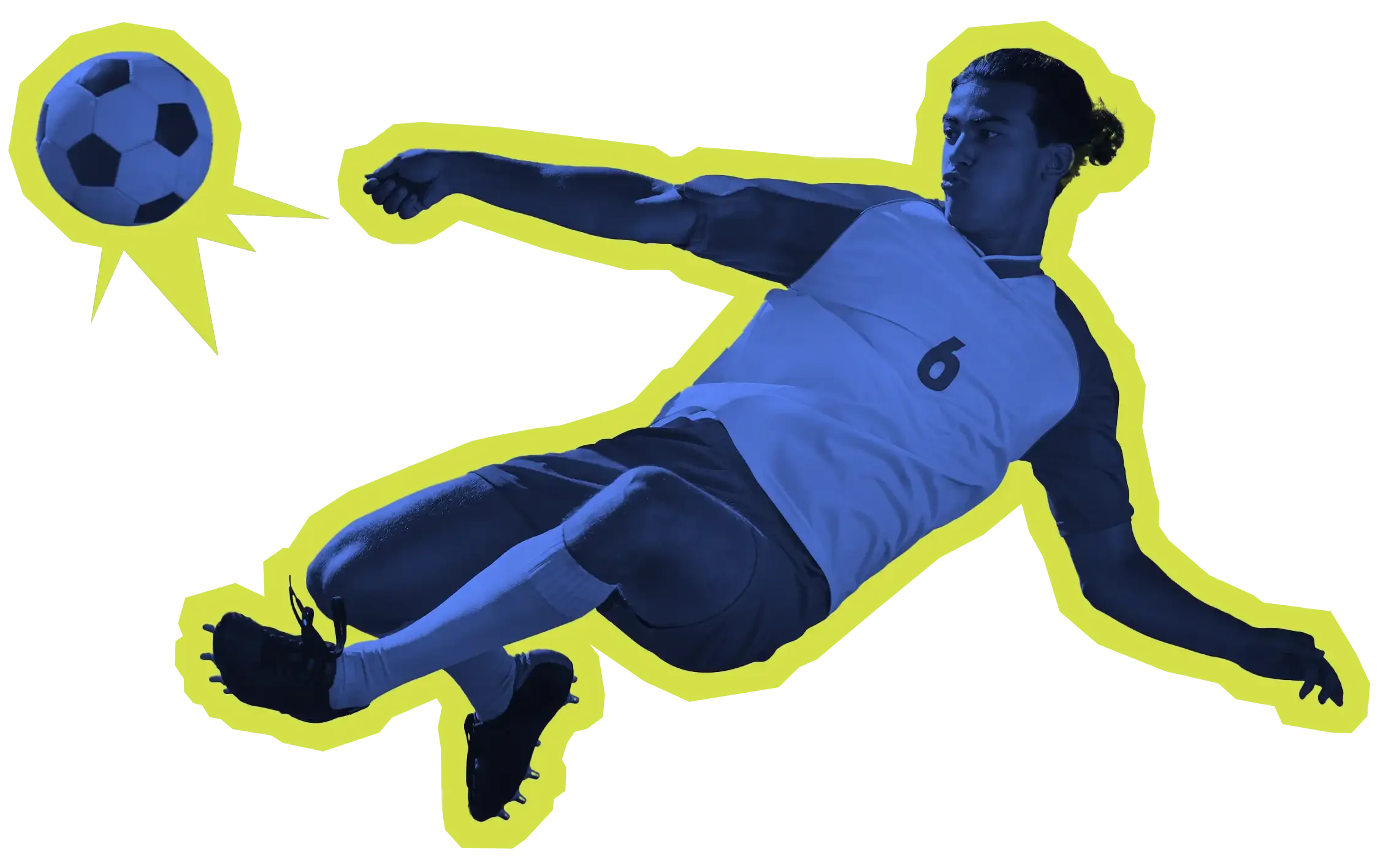 A soccer player in uniform performing a bicycle kick on a soccer ball.