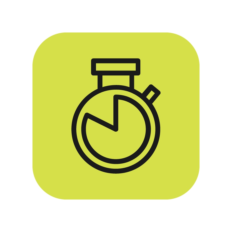 Icono de reloj despertador o cronómetro en fondo verde