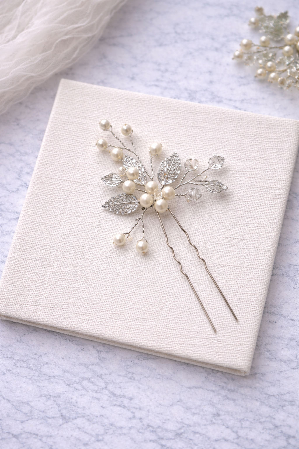 Floral Pearl + Crystal Pin, Bridal Hair Accessories