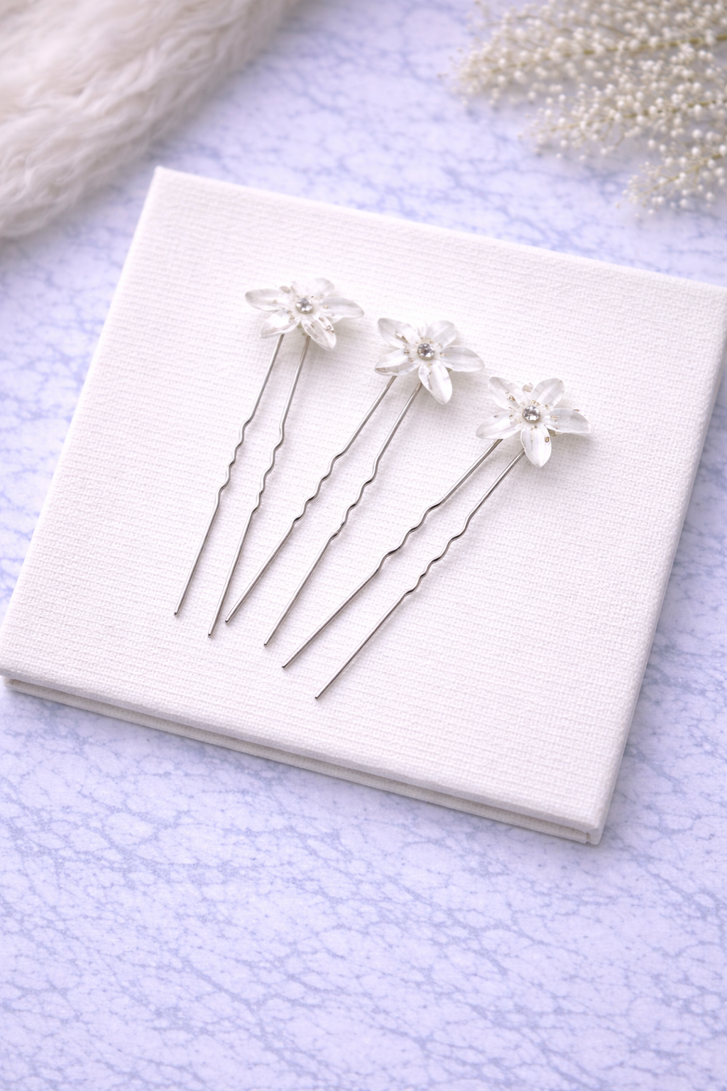White Floral Pins, Bridal Hair Accessories
