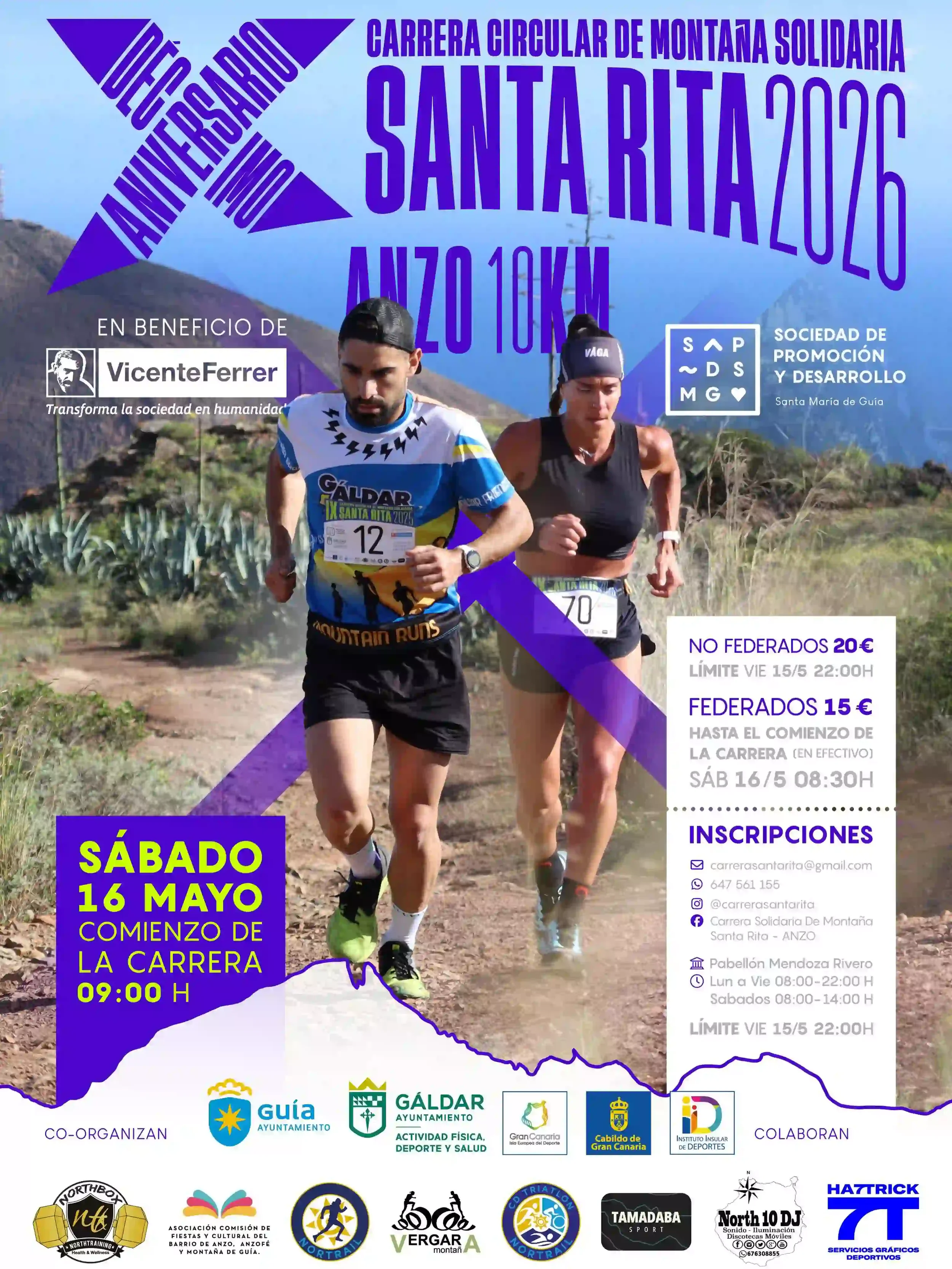 Cartel oficial de la Carrera Circular Solidaria Santa Rita 2026 en su modalidad de 10 kilómetros