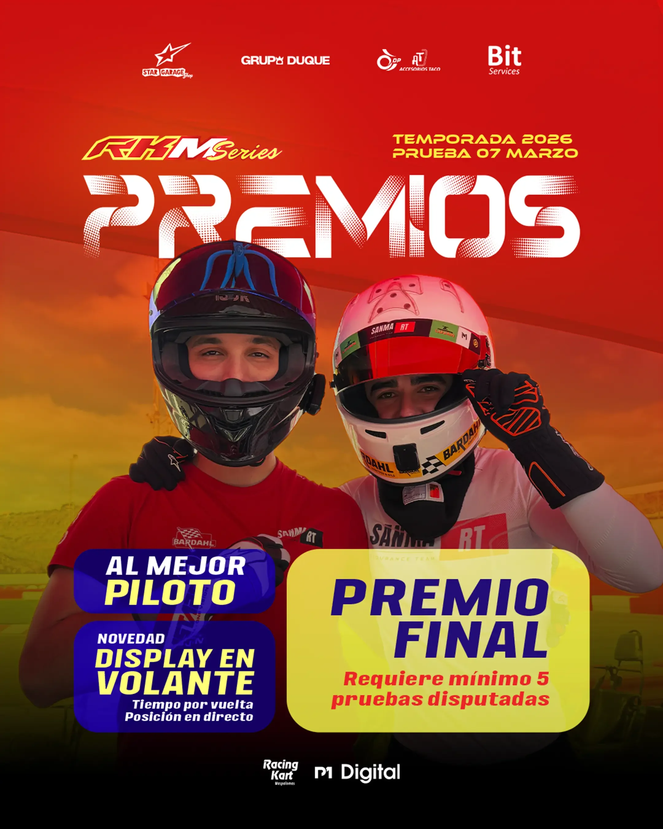 Premios de RKM Series 2026: premio al mejor piloto, novedad de display en el volante y premio final con mínimo cinco pruebas disputadas