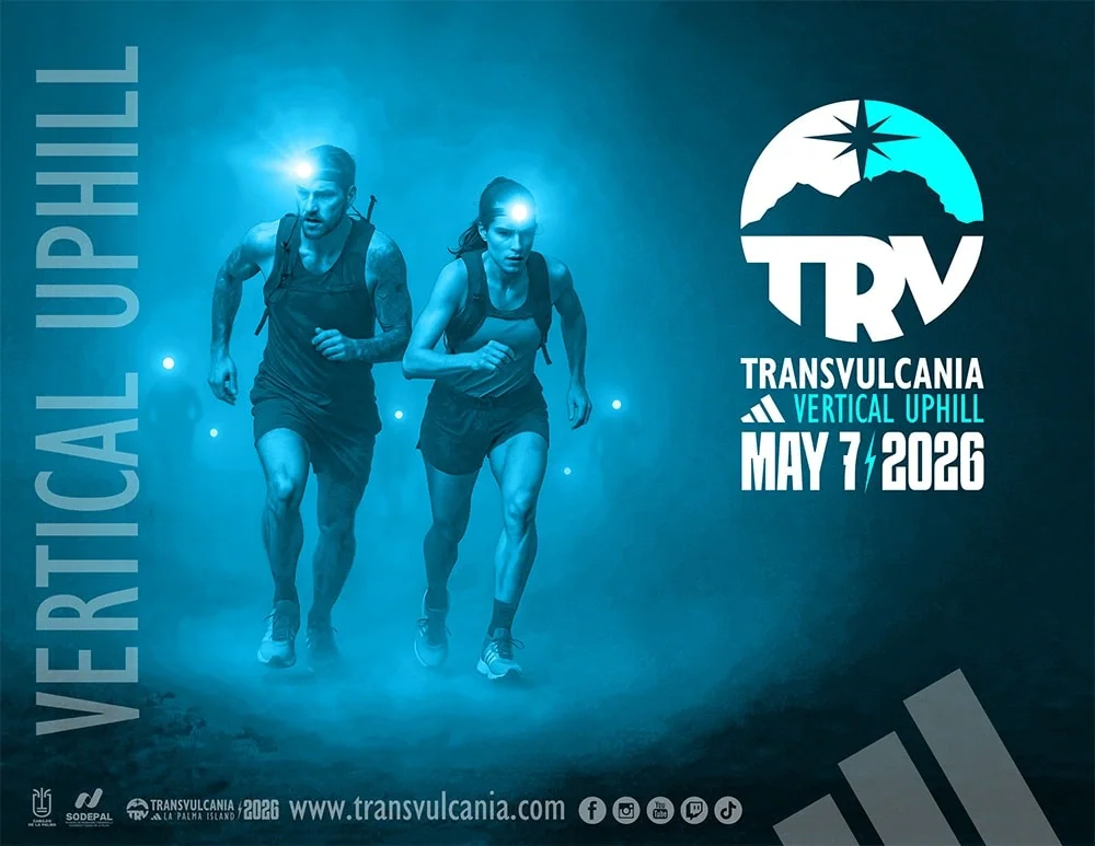 Cartel oficial del Kilómetro Vertical de Transvulcania 2026 en La Palma