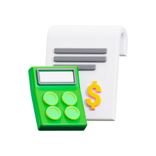 Icono de calculadora y documento para solicitar presupuesto en MP Digital