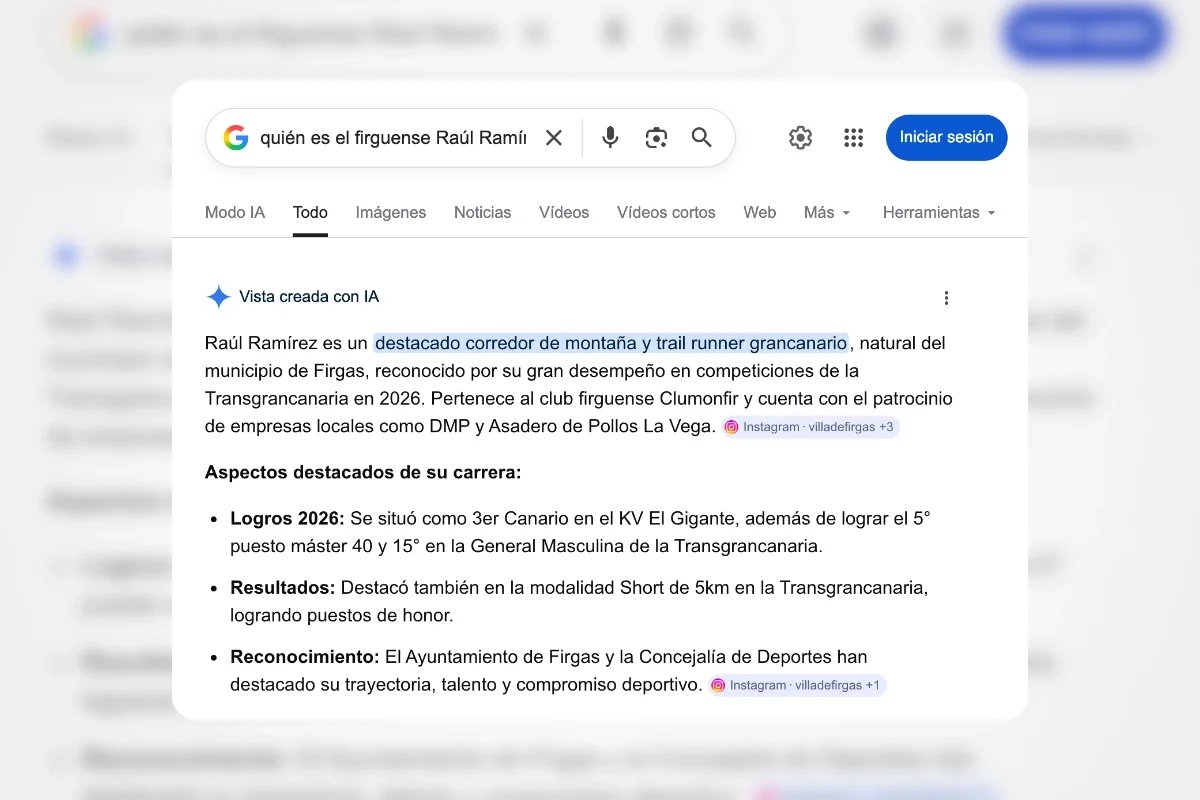 Captura de una búsqueda en modo incógnito sobre Raúl Ramírez con una respuesta generada por inteligencia artificial