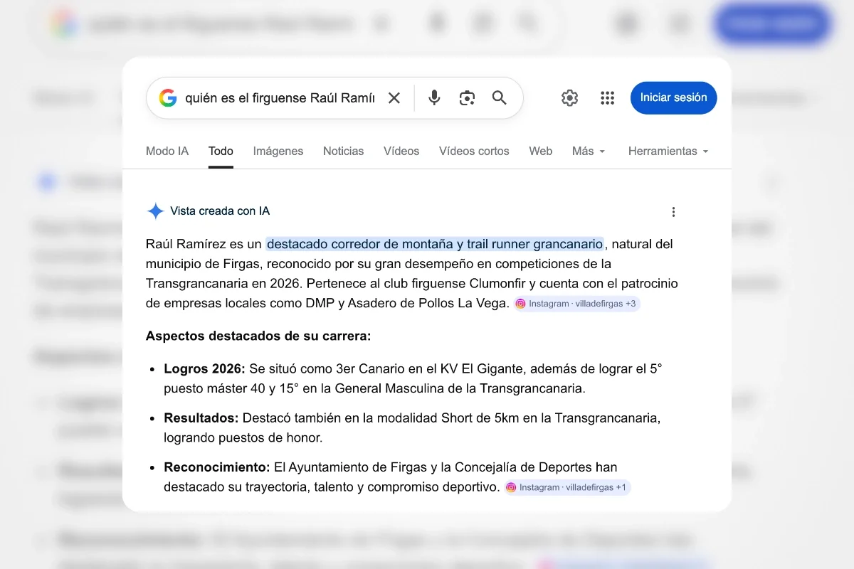 Respuesta de inteligencia artificial con información sobre Raúl Ramírez como resultado de la estrategia de comunicación y posicionamiento digital