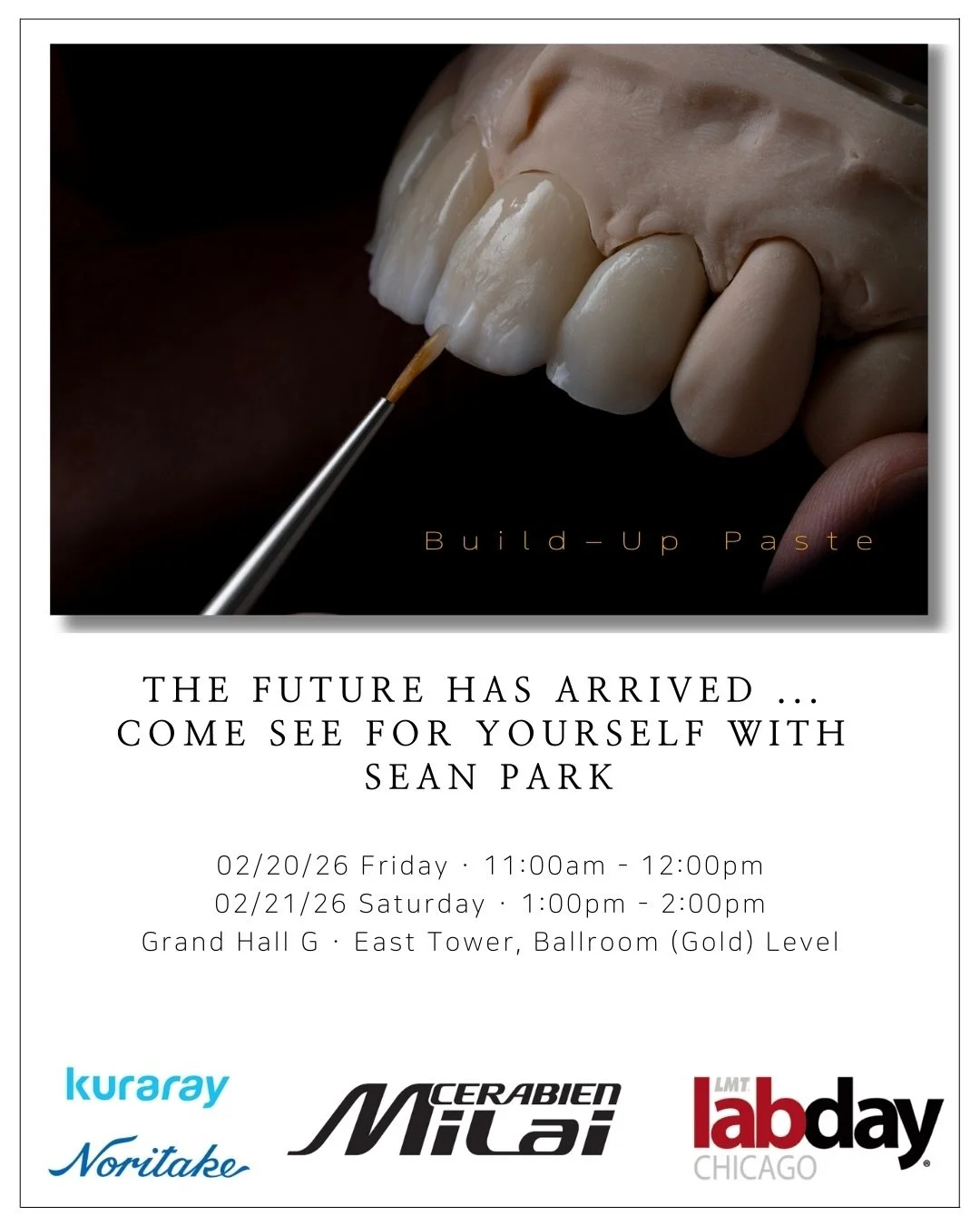 Want to learn more about MiLai Build-Up Paste?
Join me tomorrow at LMT Chicago 2026 with Kuraray Noritake.
📍 Grand Hall G &middot; East Tower, Ballroom (Gold) Level Friday 11:00&ndash;12:00 Saturday 1:00&ndash;2:00
I&rsquo;ll be demonstrating the wo