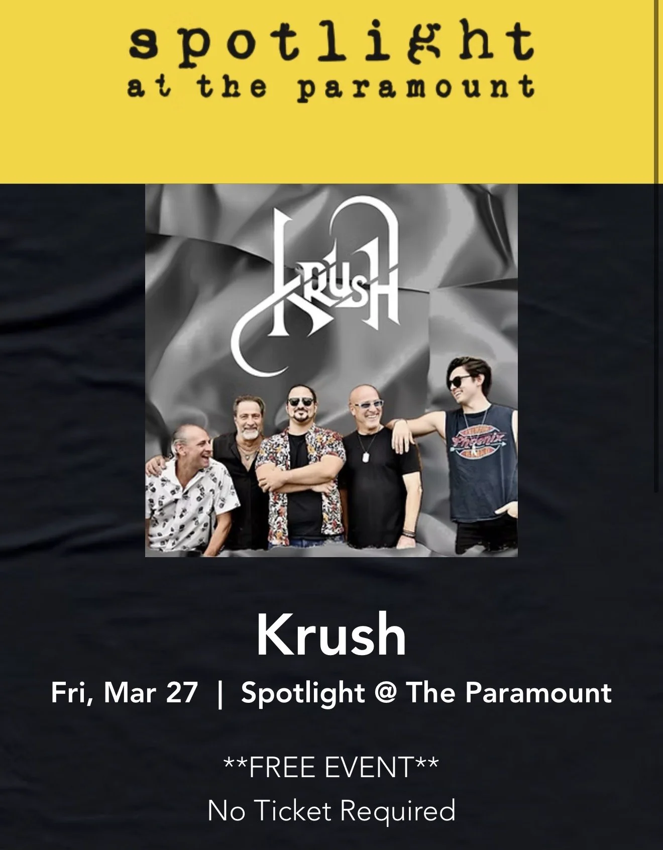 Fri. 3/27- Spotlight at Paramount Theatre (Huntington, NY)