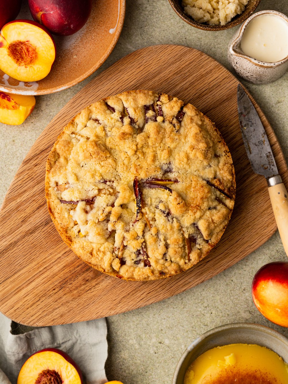 Brown Butter Nectarine Crumb Cake