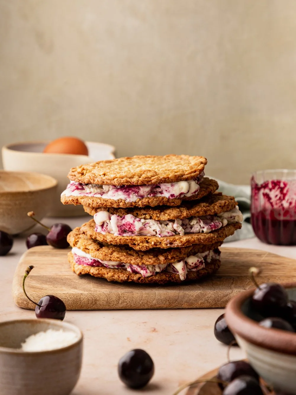 Cherry &amp; Coconut Ice Cream Sandwiches
