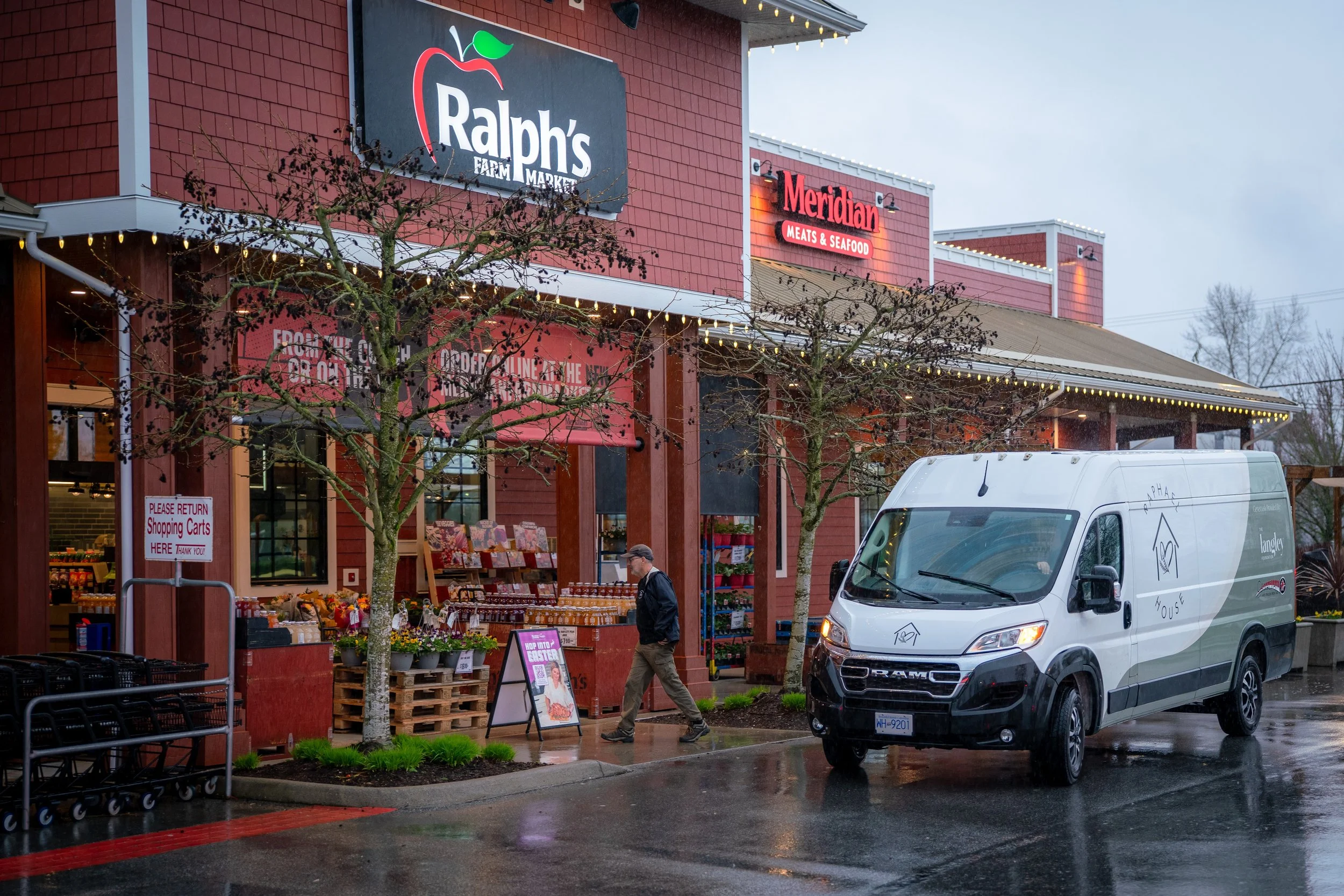 Partner food donation drop-off at Raphael House Douglas Crescent Langley