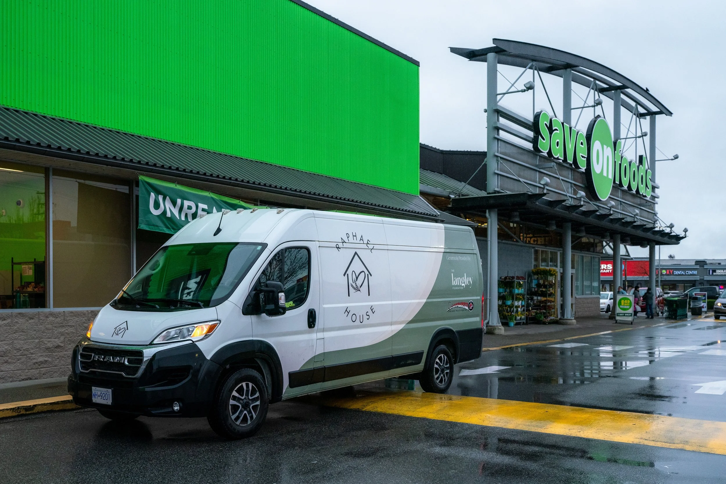 Partner food donation drop-off at Raphael House Douglas Crescent Langley