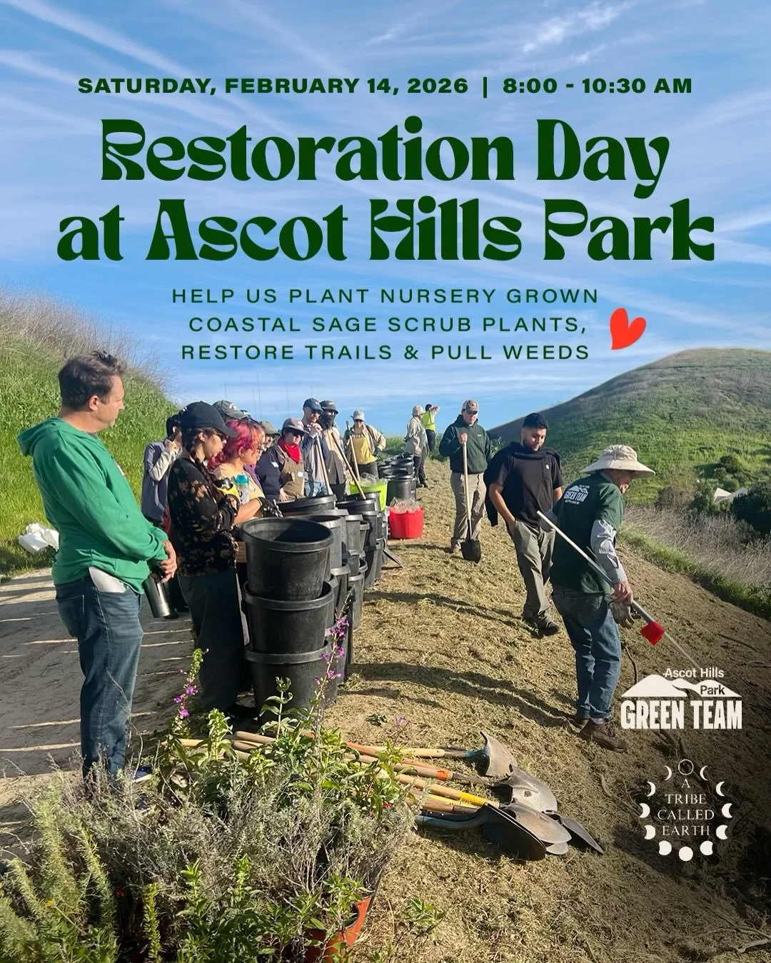 Spend your Valentine&rsquo;s morning giving a little love back to Ascot Hills Park 💚🌿

Join the Ascot Hills Park Green Team &amp; We Explore Earth on Saturday, February 14 from 8:00 AM &ndash; 10:30 AM for our monthly volunteer morning.

We&rsquo;l