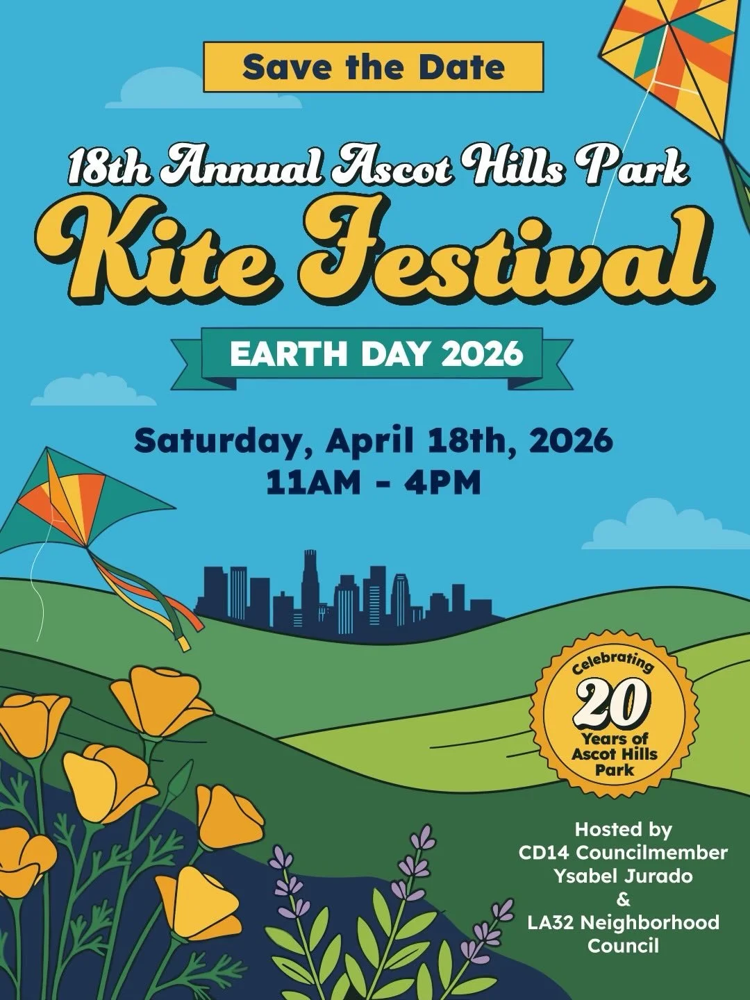 🪁✨ It&rsquo;s almost time to fly!

Join us for the 18th Annual Ascot Hills Park Kite Festival &mdash; and this year we&rsquo;re celebrating something extra special: 20 years of Ascot Hills Park open to our community. 💚

📅 Saturday, April 18, 2026
