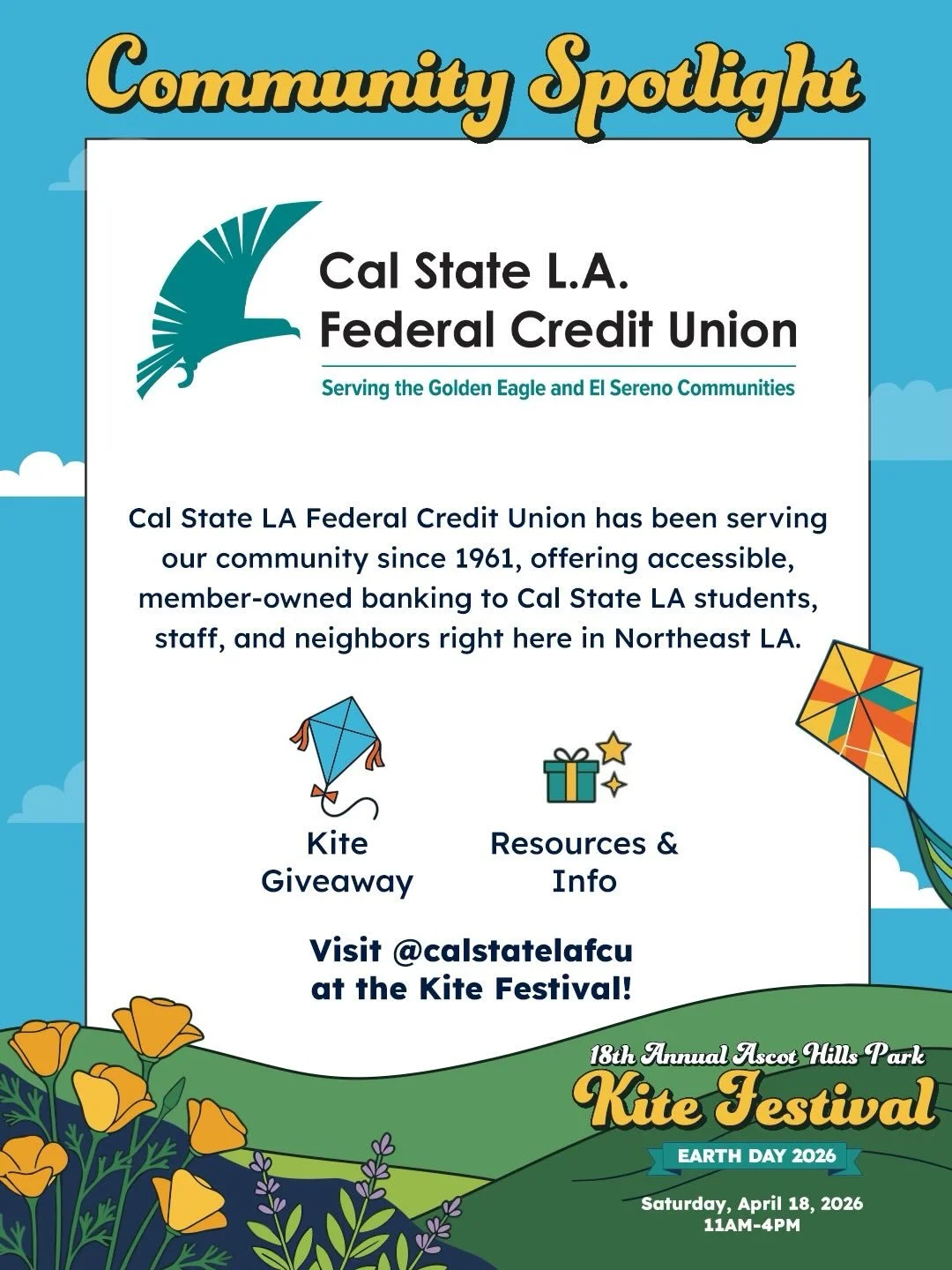 🏦 Community Spotlight: @calstatelafcu 

For over 65 years, Cal State LA Federal Credit Union has been putting people over profit. Founded in 1961 and rooted right here in Northeast LA, they&rsquo;ve been officially serving the El Sereno community si