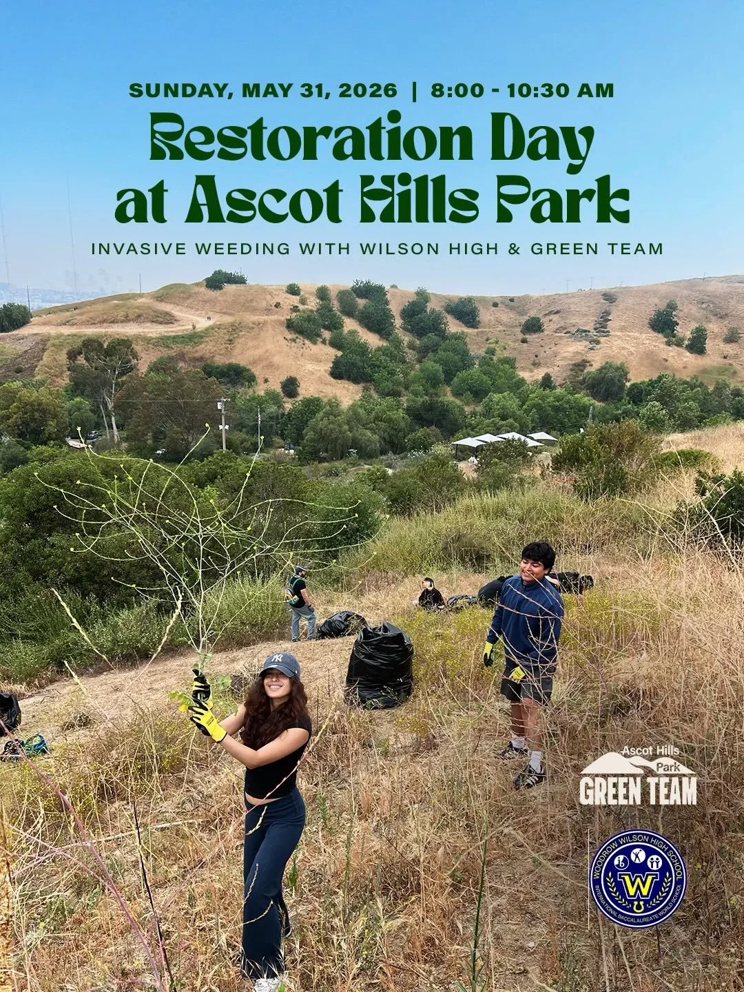 Join us for a volunteer restoration morning at Ascot Hills Park! 

On Sunday, May 31 at 8:00 AM, Kevin Bryan (@whs_lausd Science teacher) and Jerry Schneider (Ascot Hills Park Green Team) will lead weed removal along the east slope &mdash; an area wh