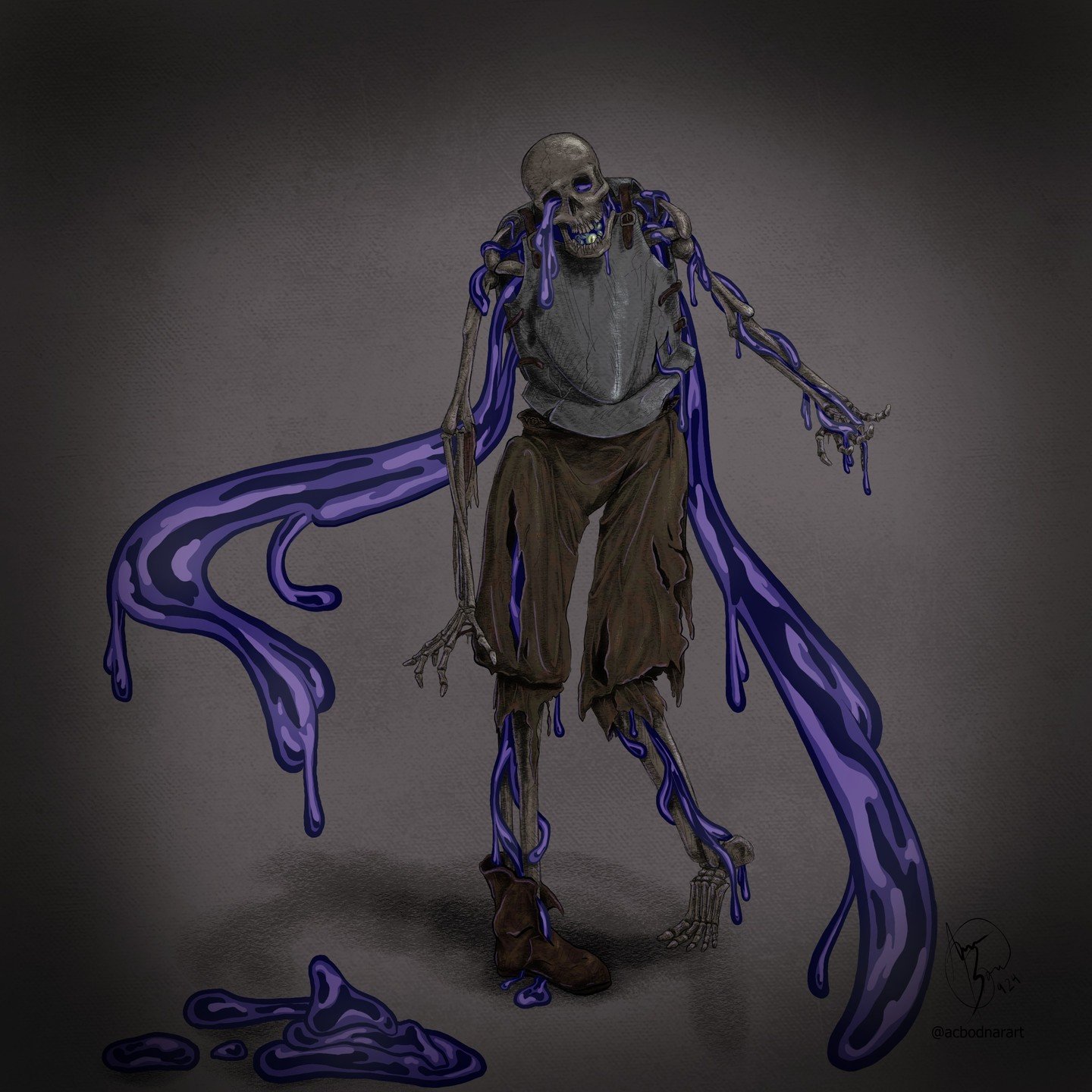 Spooky season is right around the corner! #art #digitalart #drawing #illustration #spookyseason #october #halloweeniscoming #skeleton #undead #drawinganatomyandart #fantasy #ivespentwaytoomuchtimewatching #studioghibli and #baldursgate3 #instagramwan