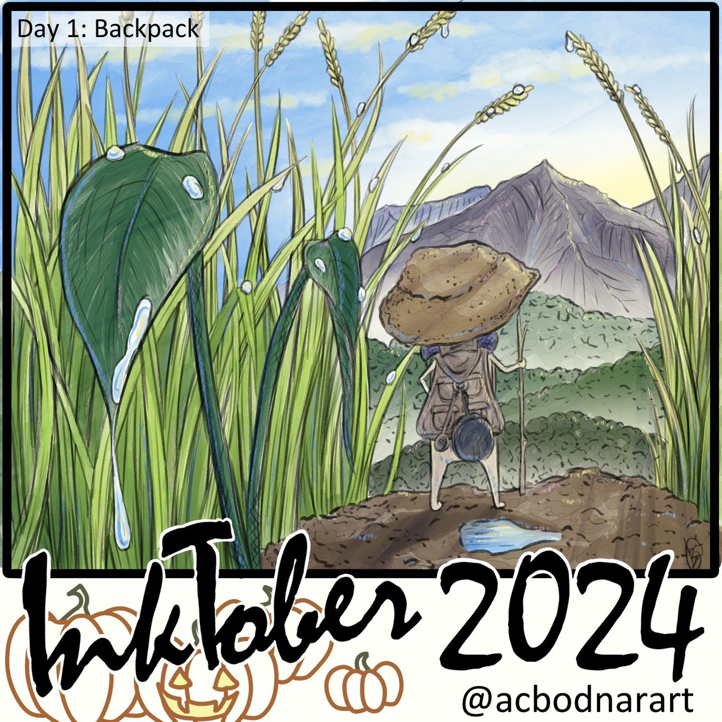 Very excited for my first InkTober here on Instagram! #creminisinktoberadventure #inktober #inktober2024 #inktober2024backpack #backpack #inktoberday1 #sunrise #adventure #mountains #illustration #art #femaleillustrator
